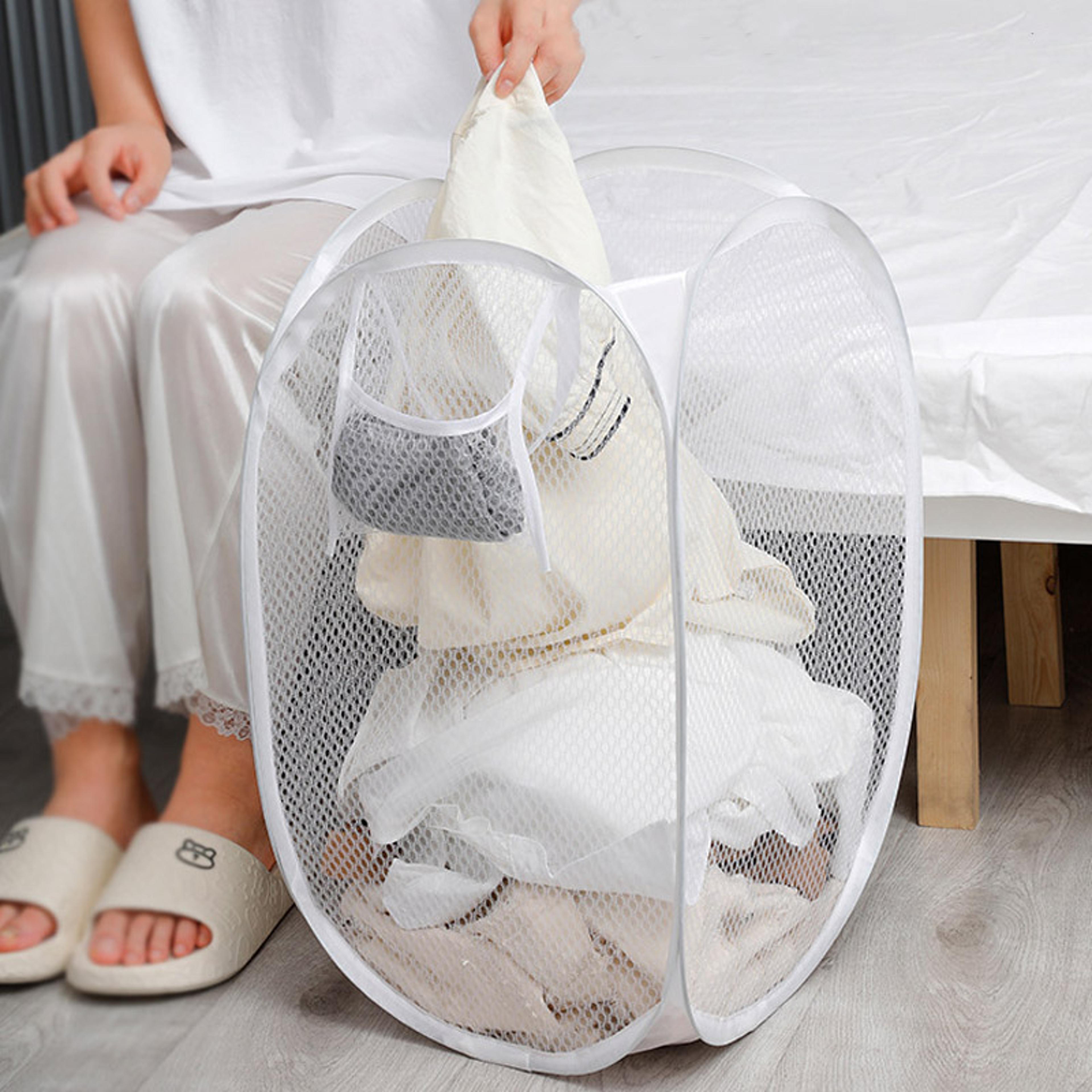 Large Capacity Mesh Laundry Hamper Dirty Clothes Basket For Bathroom And Bedroom 10