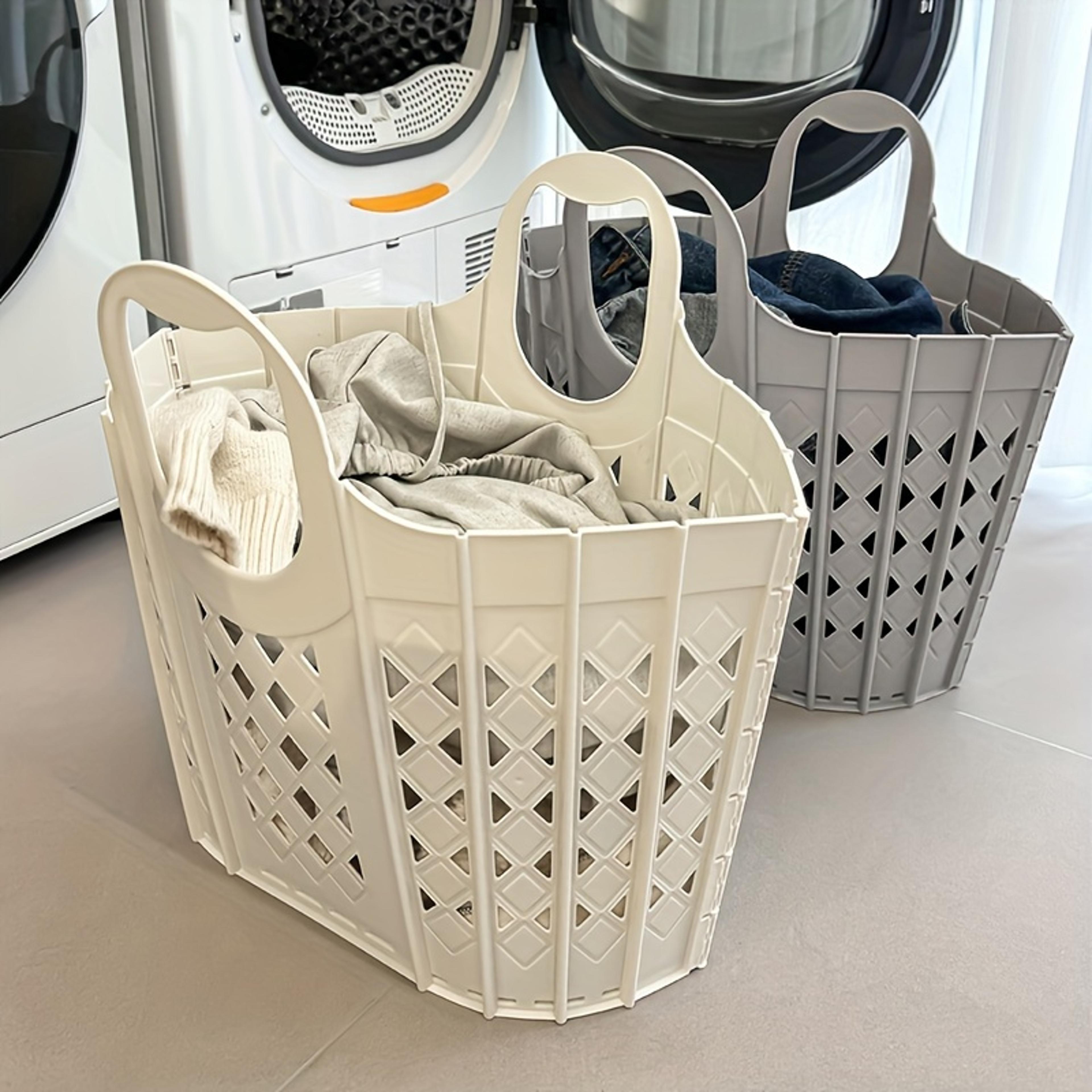 Large Capacity Collapsible Laundry Basket With Handles And Stackable Storage Design 3