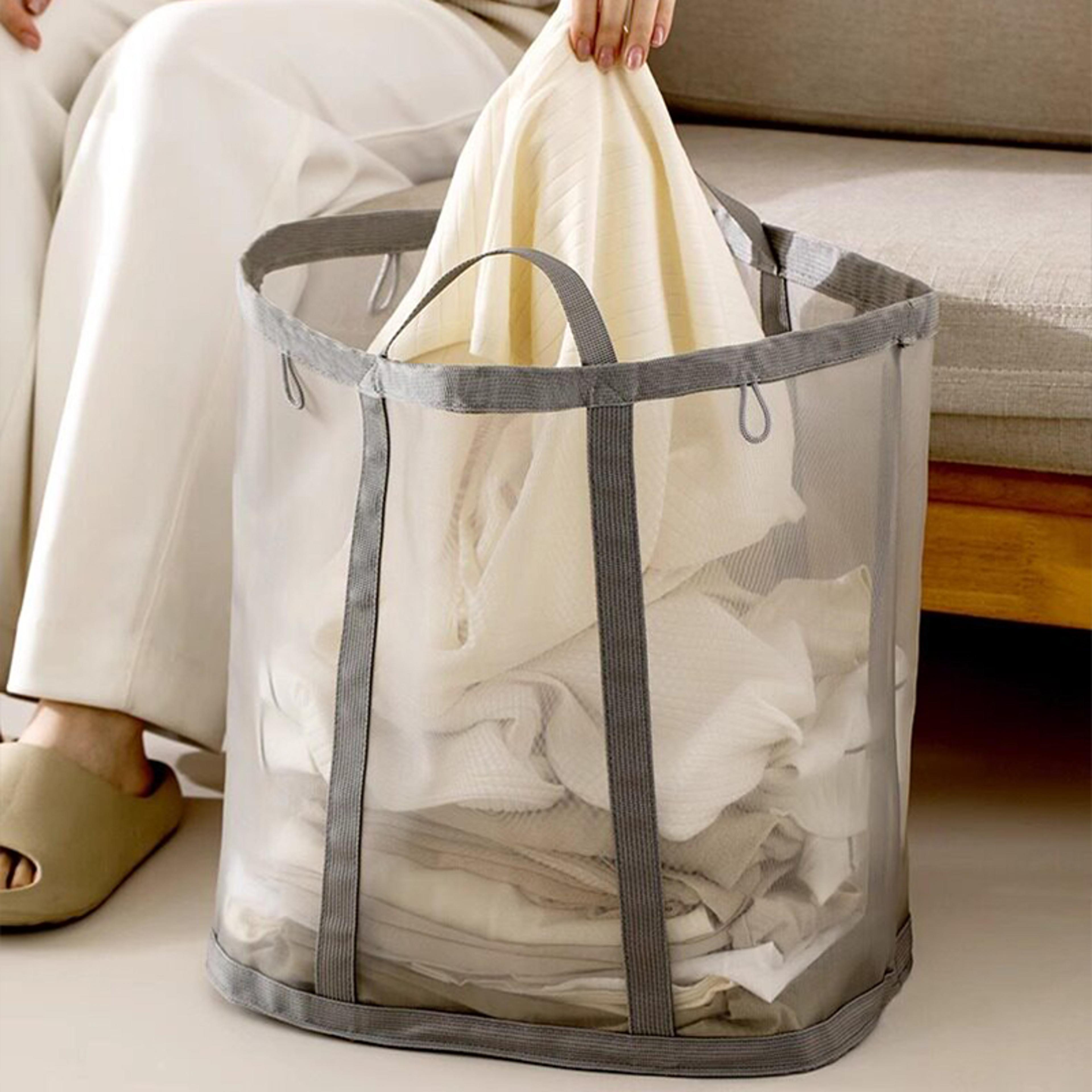 Large Collapsible Laundry Basket Foldable Mesh Laundry Hamper With Handles 7
