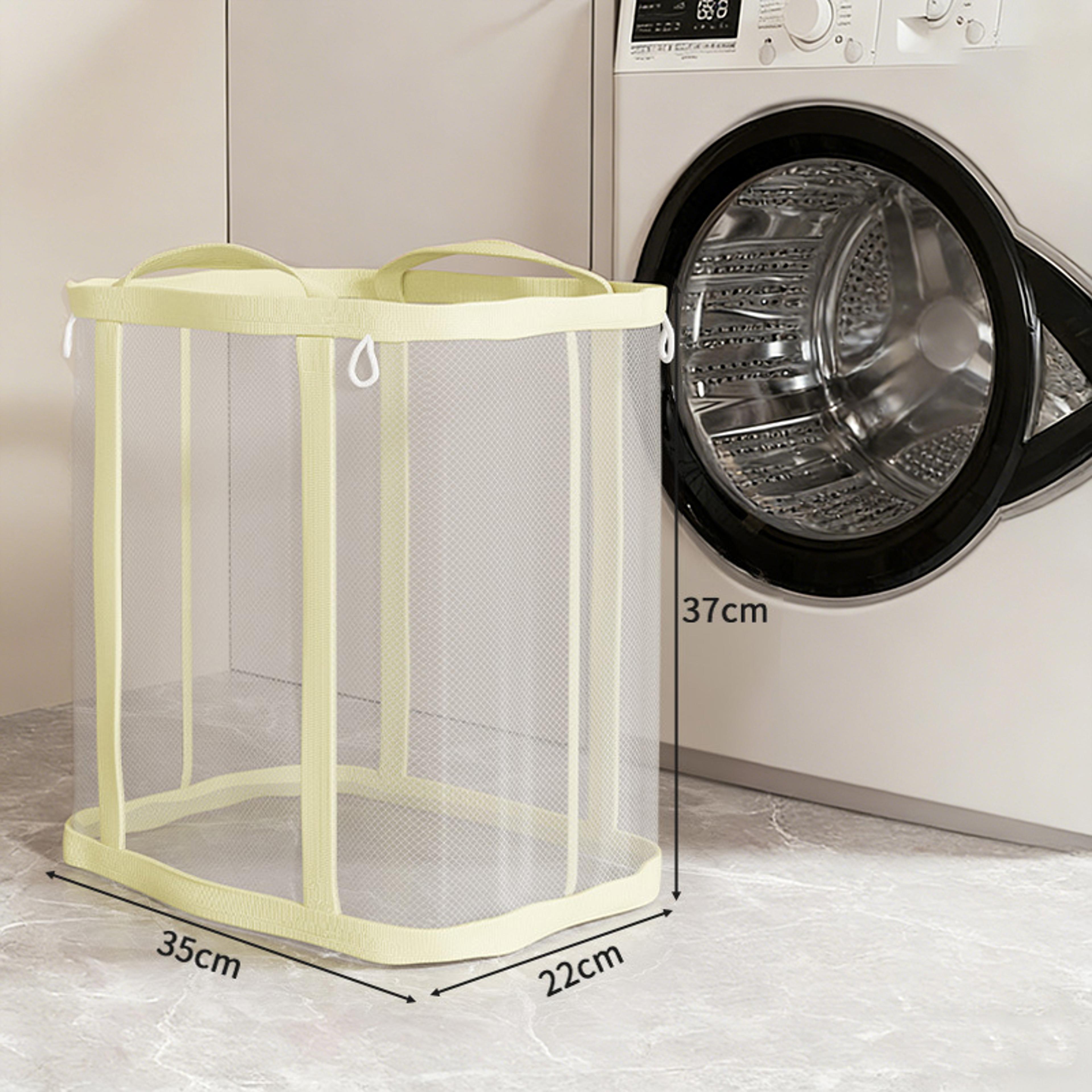 Large Collapsible Laundry Basket Foldable Mesh Laundry Hamper With Handles 1