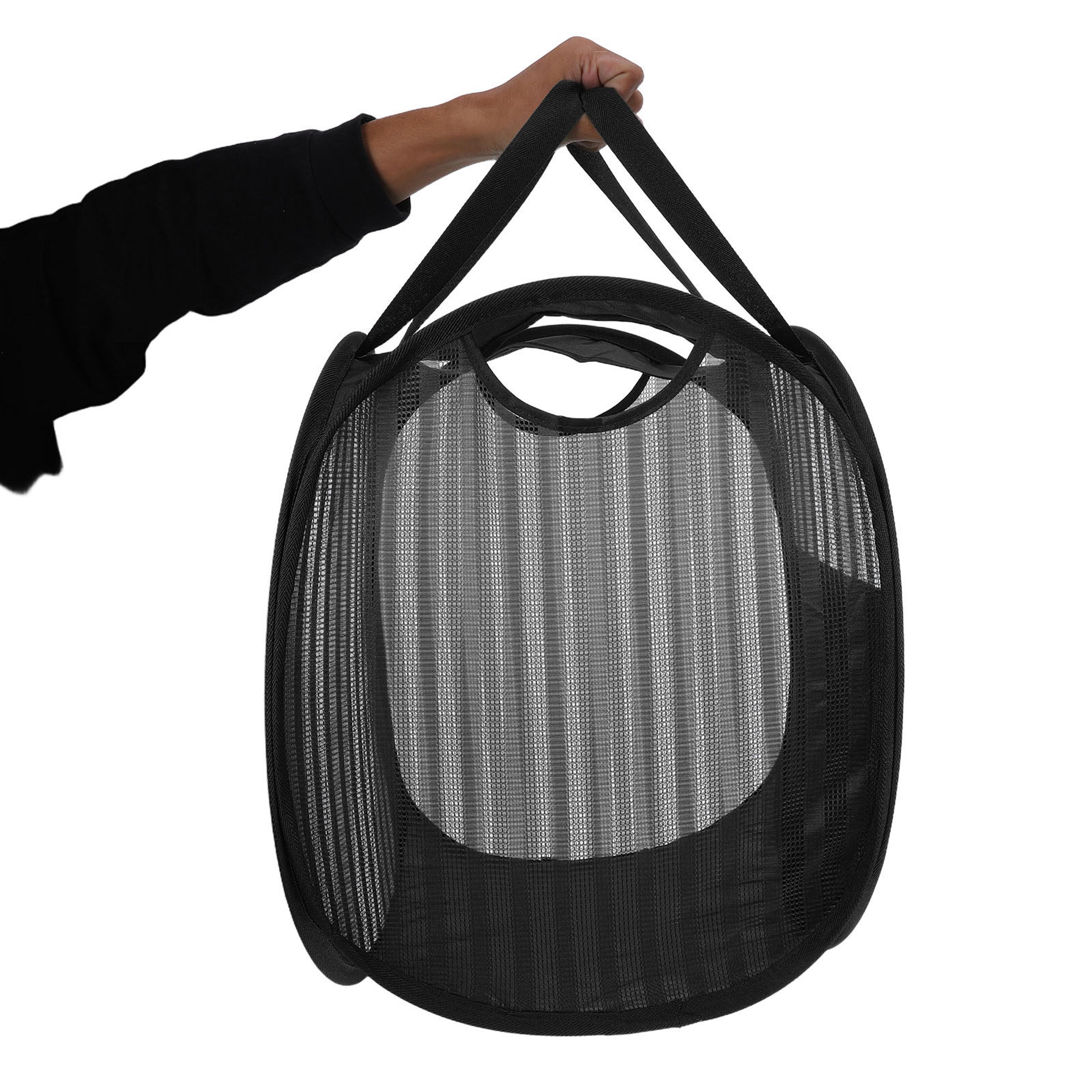 Pop Up Mesh Laundry Hamper Foldable Portable Basket With Handles 0