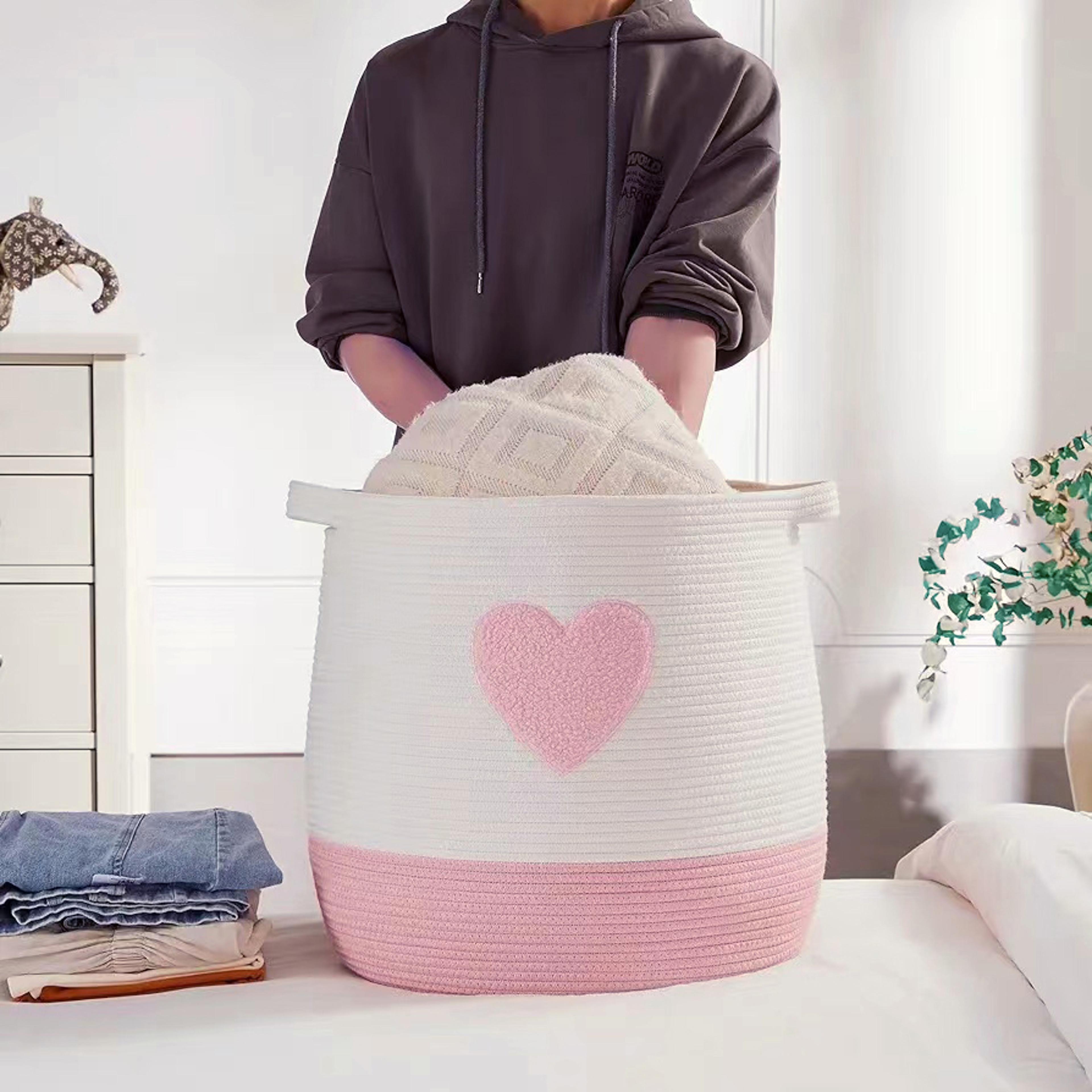 Large Cotton Rope Basket Woven Toy Storage And Laundry Hamper 4