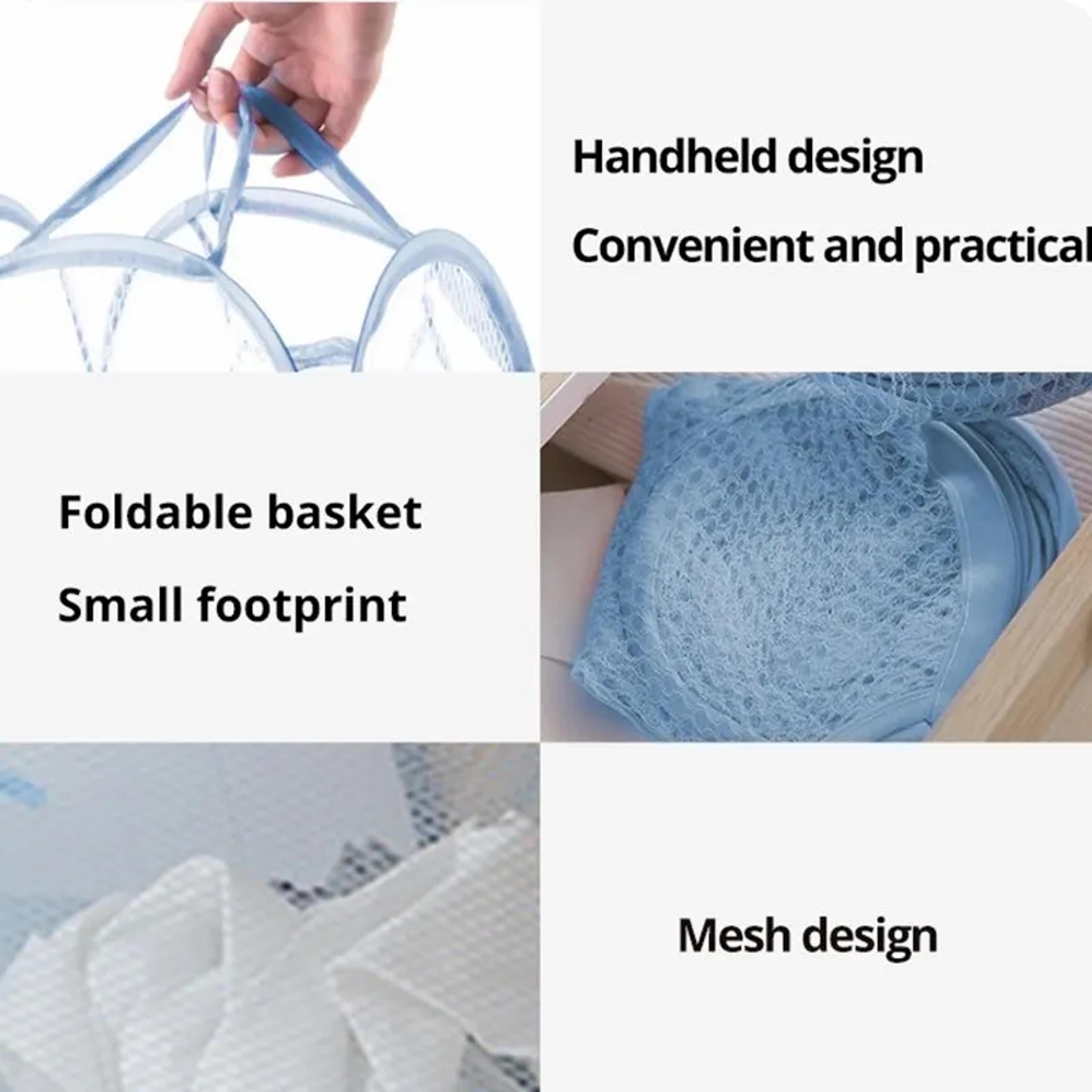 Collapsible Mesh Laundry Basket Portable Foldable Hamper For Clothes Toys And Travel 2