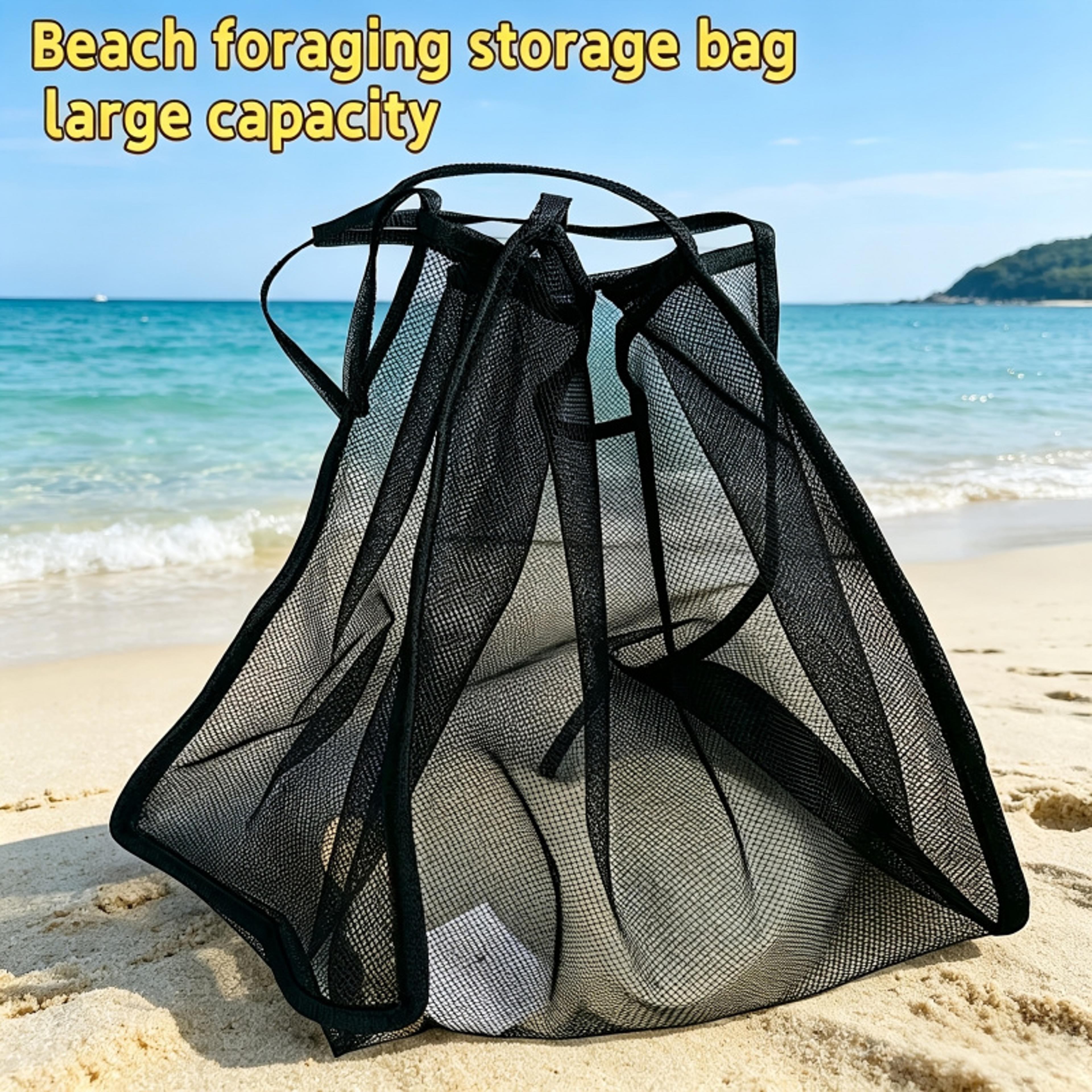 Large Capacity Beach Tote Bag Lightweight Black Beach Storage Bag 2