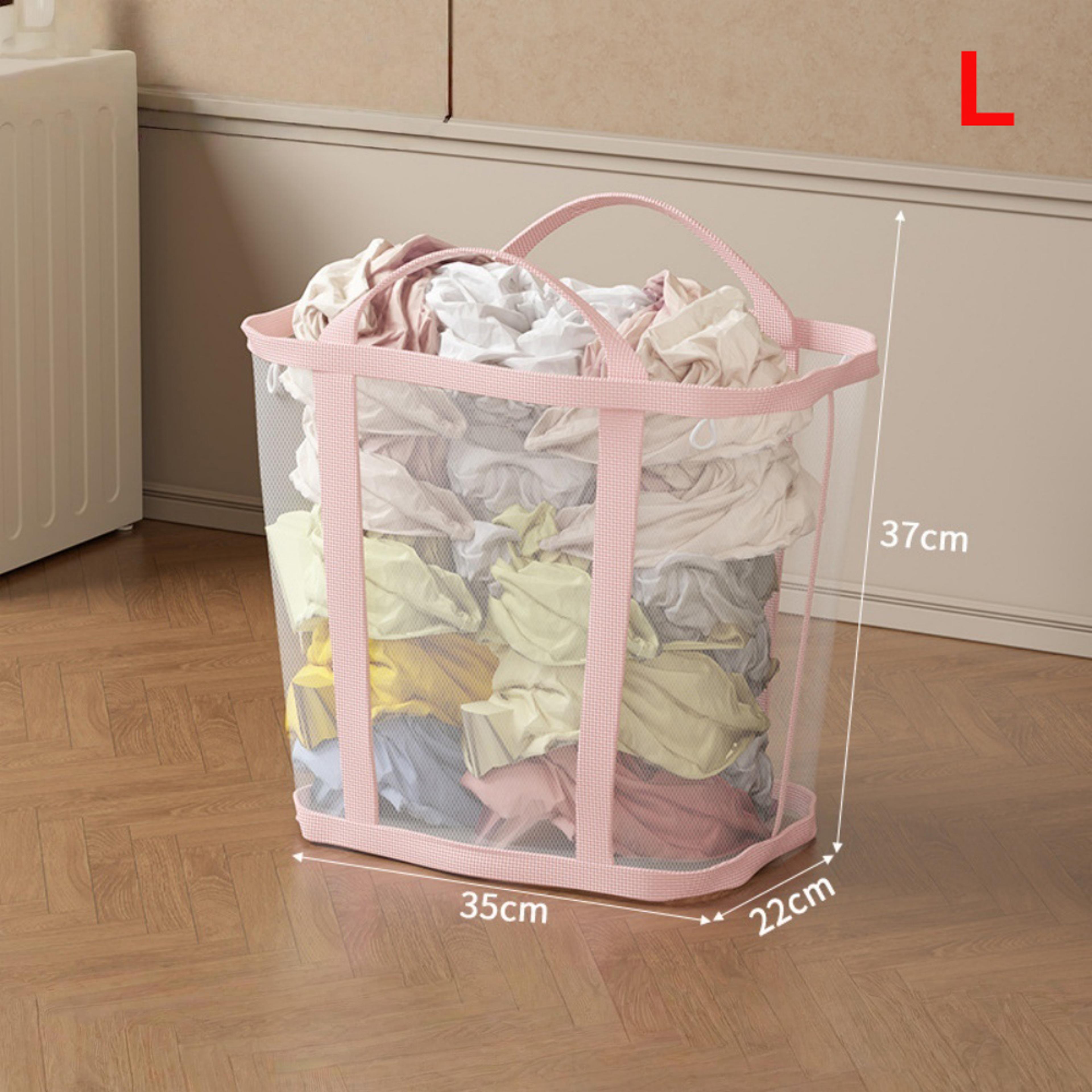 Large Foldable Mesh Laundry Basket With Handles Portable Clothes And Toy Organizer 3