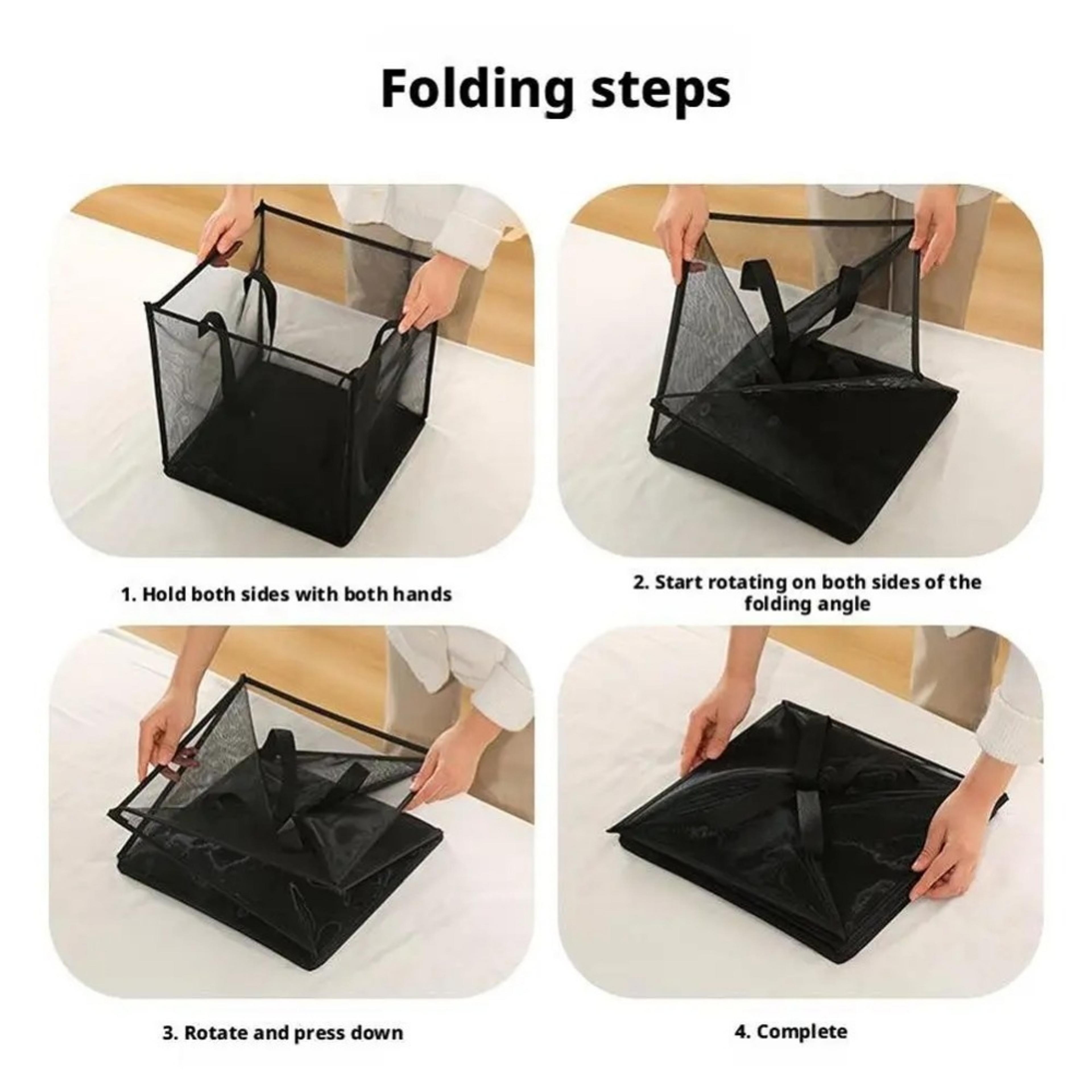Large Collapsible Laundry Basket With Handles Breathable Mesh Space Saving Hamper 8