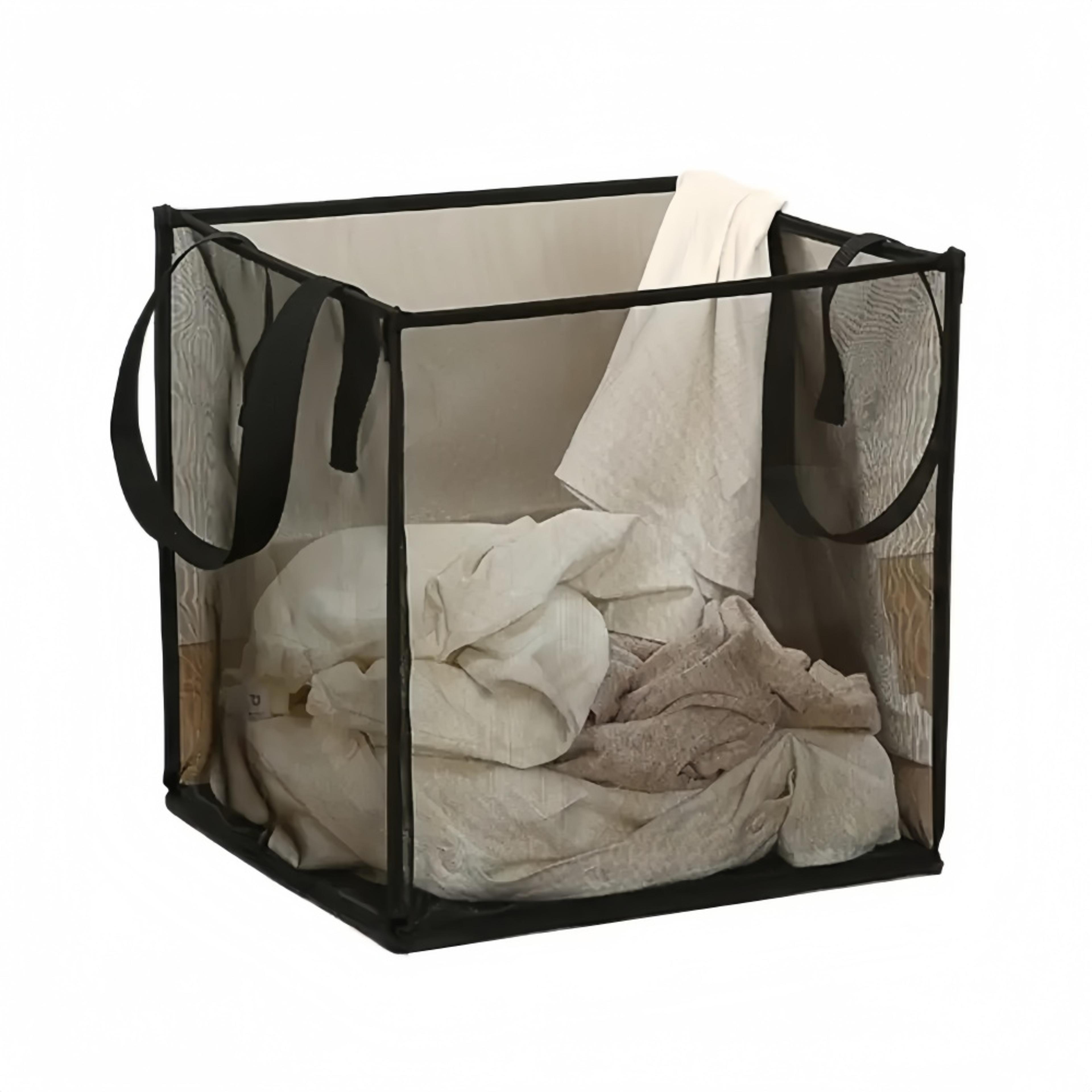 Large Collapsible Laundry Basket With Handles Breathable Mesh Space Saving Hamper 3