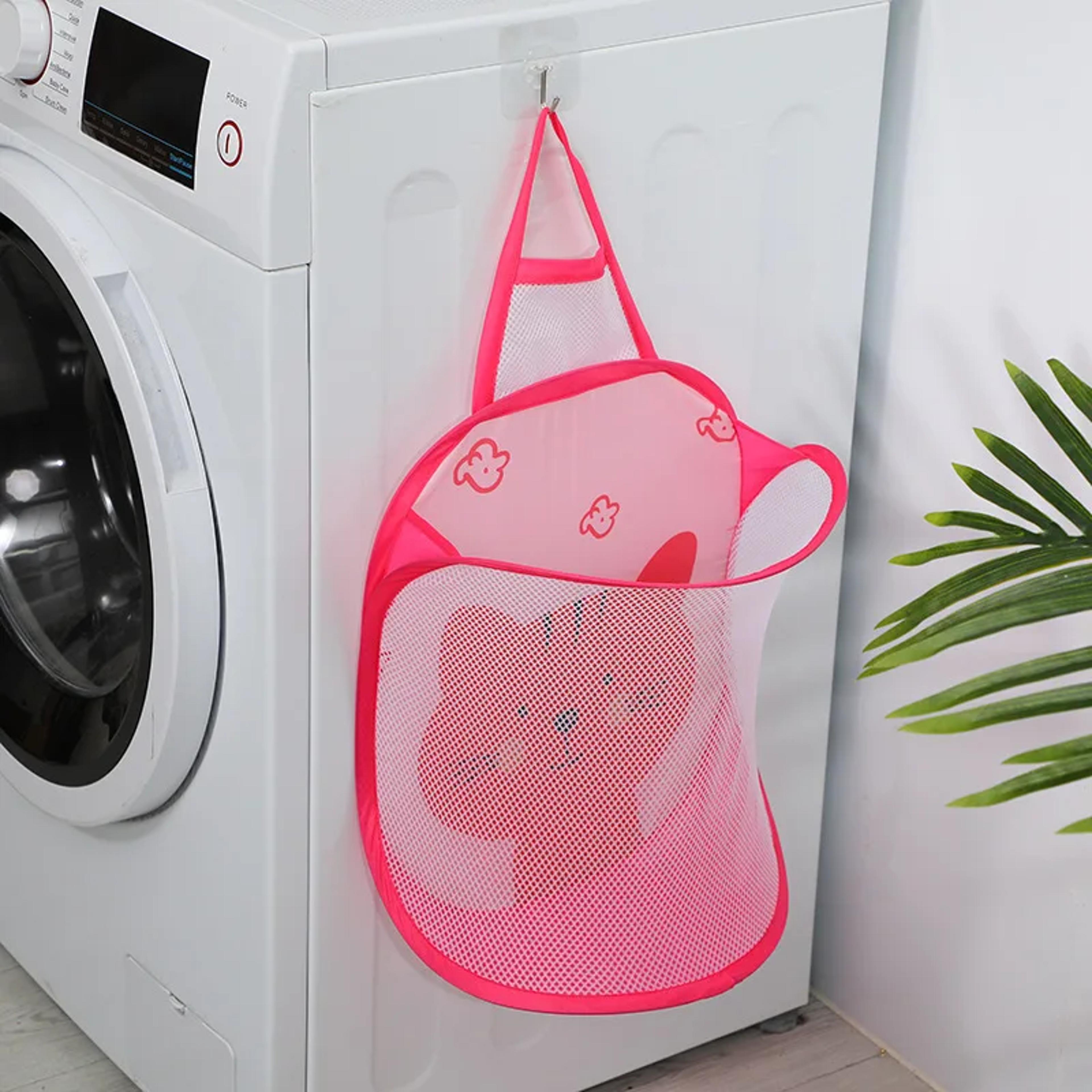 Space Saving Hanging Laundry Hamper Foldable Mesh Dirty Clothes Organizer 4