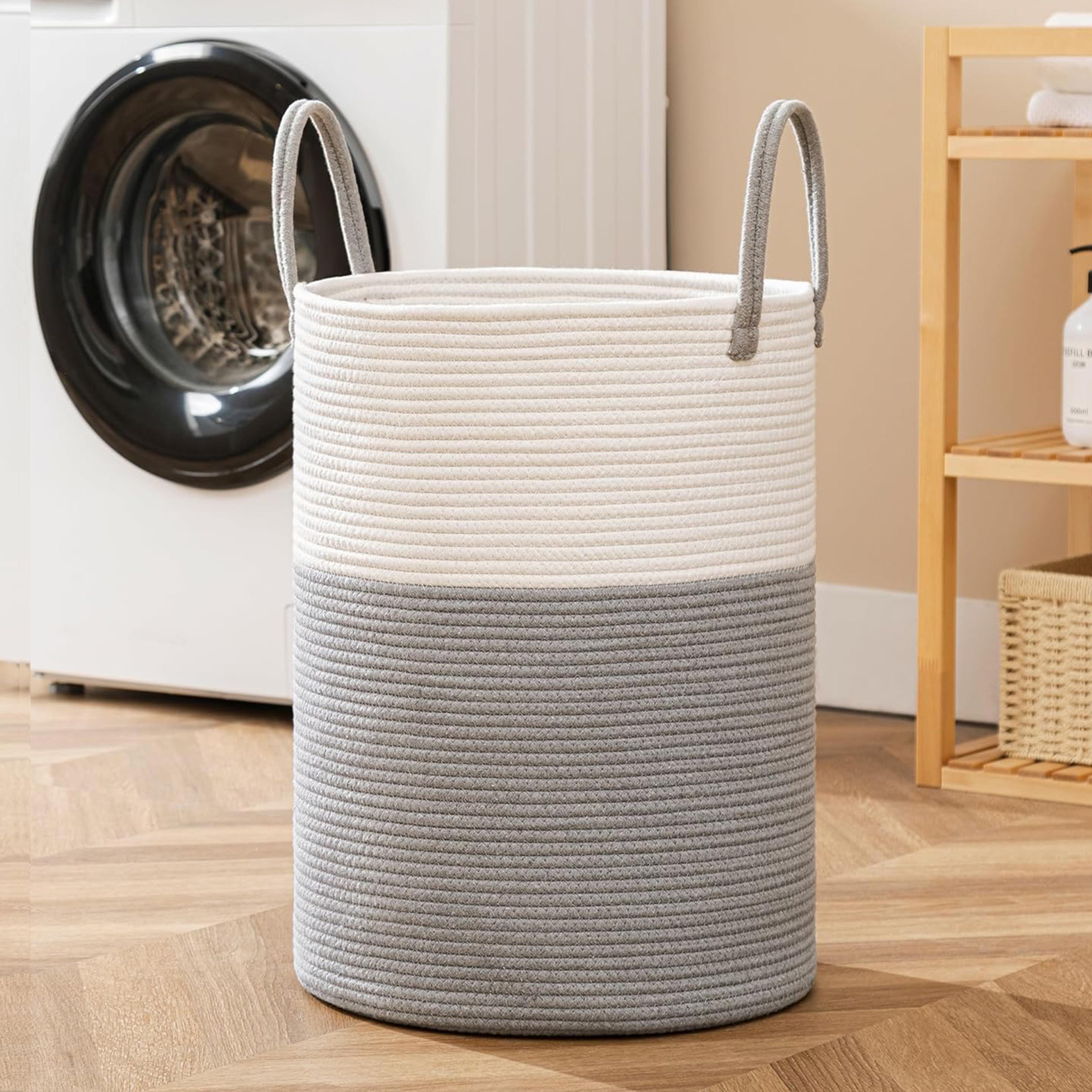 Large Cotton Rope Laundry Basket With Handles Foldable Woven Storage Hamper 6