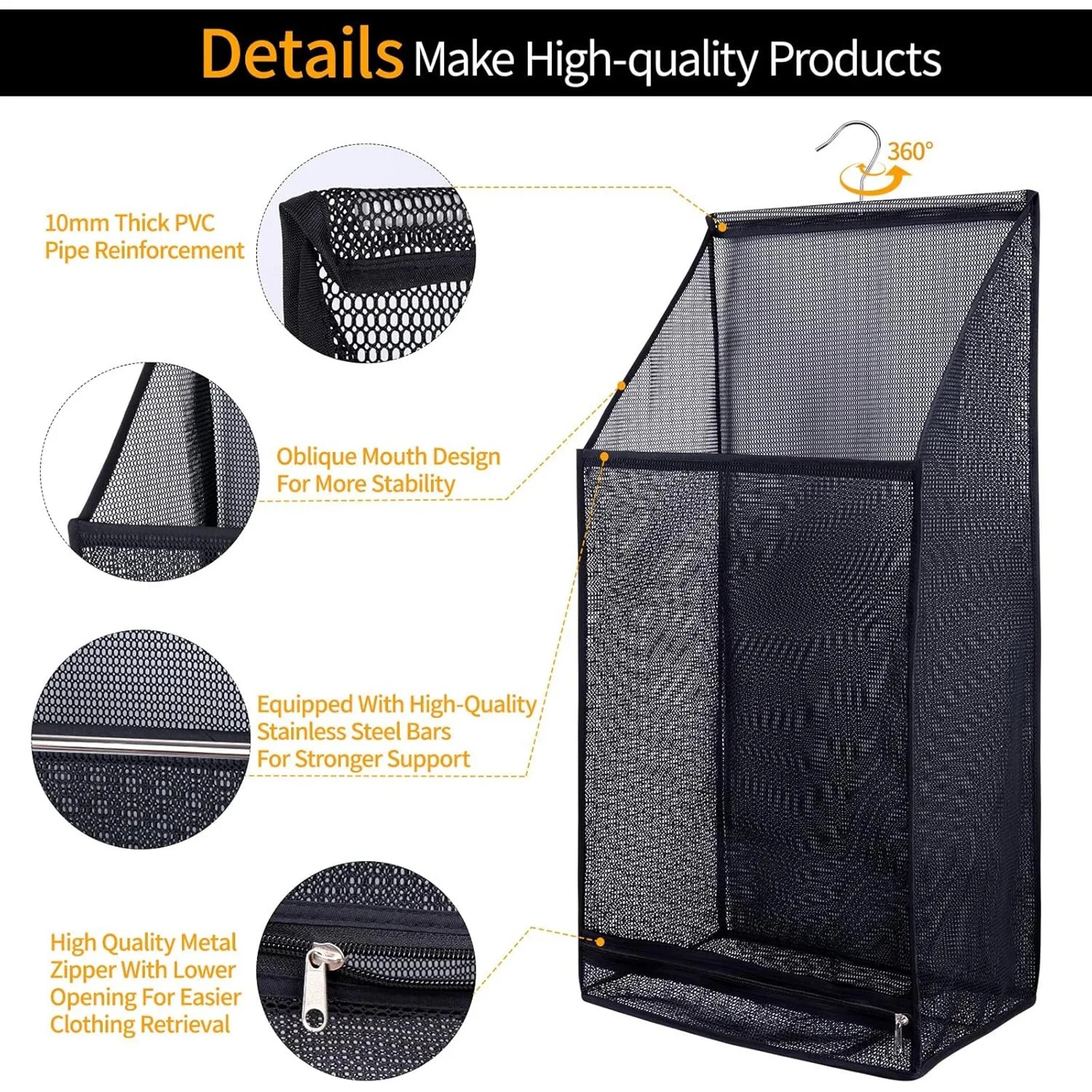 Large Capacity Over The Door Laundry Hamper Breathable Collapsible Mesh Storage Bag 6