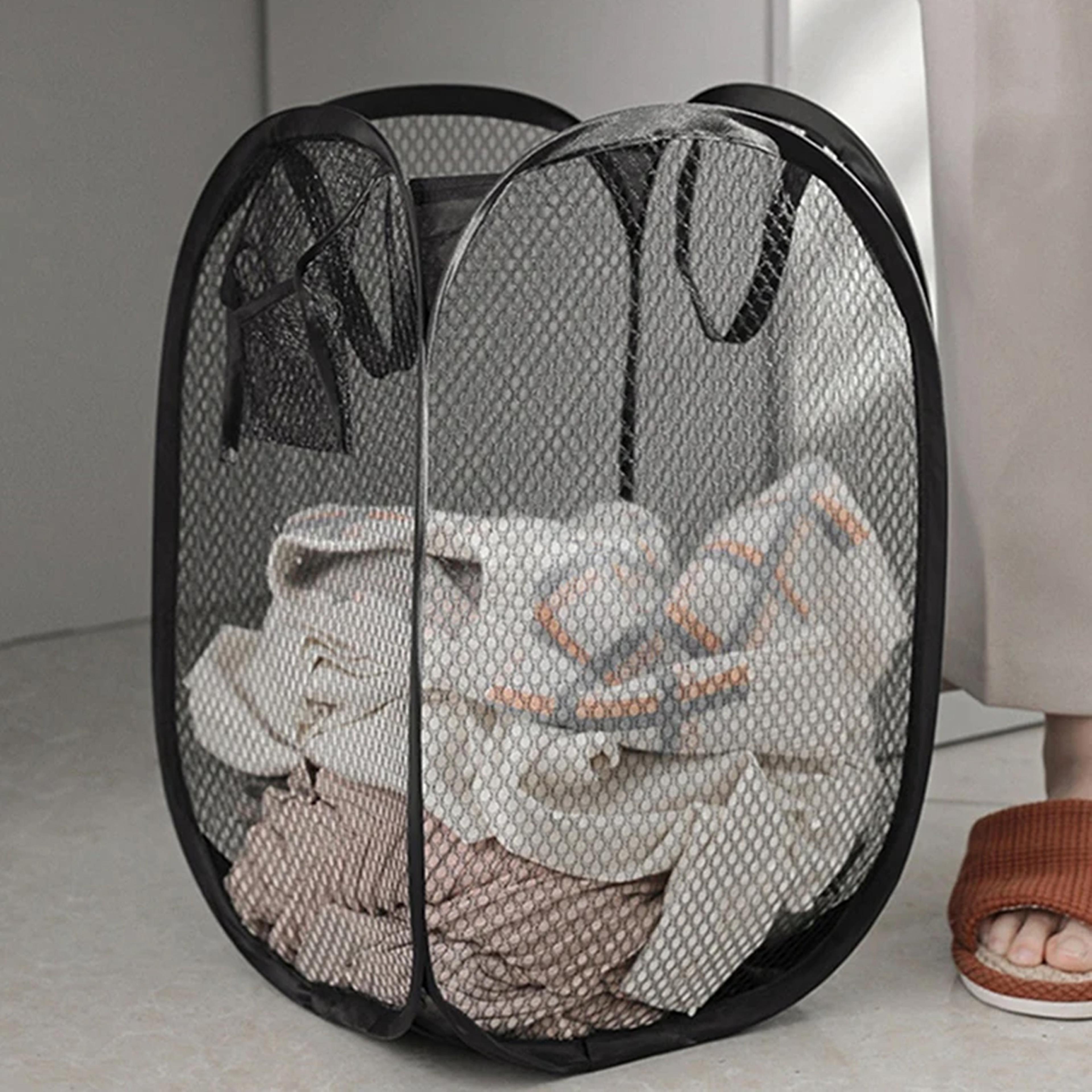 Foldable Hanging Laundry Hamper Mesh Space Saving Laundry Basket 6