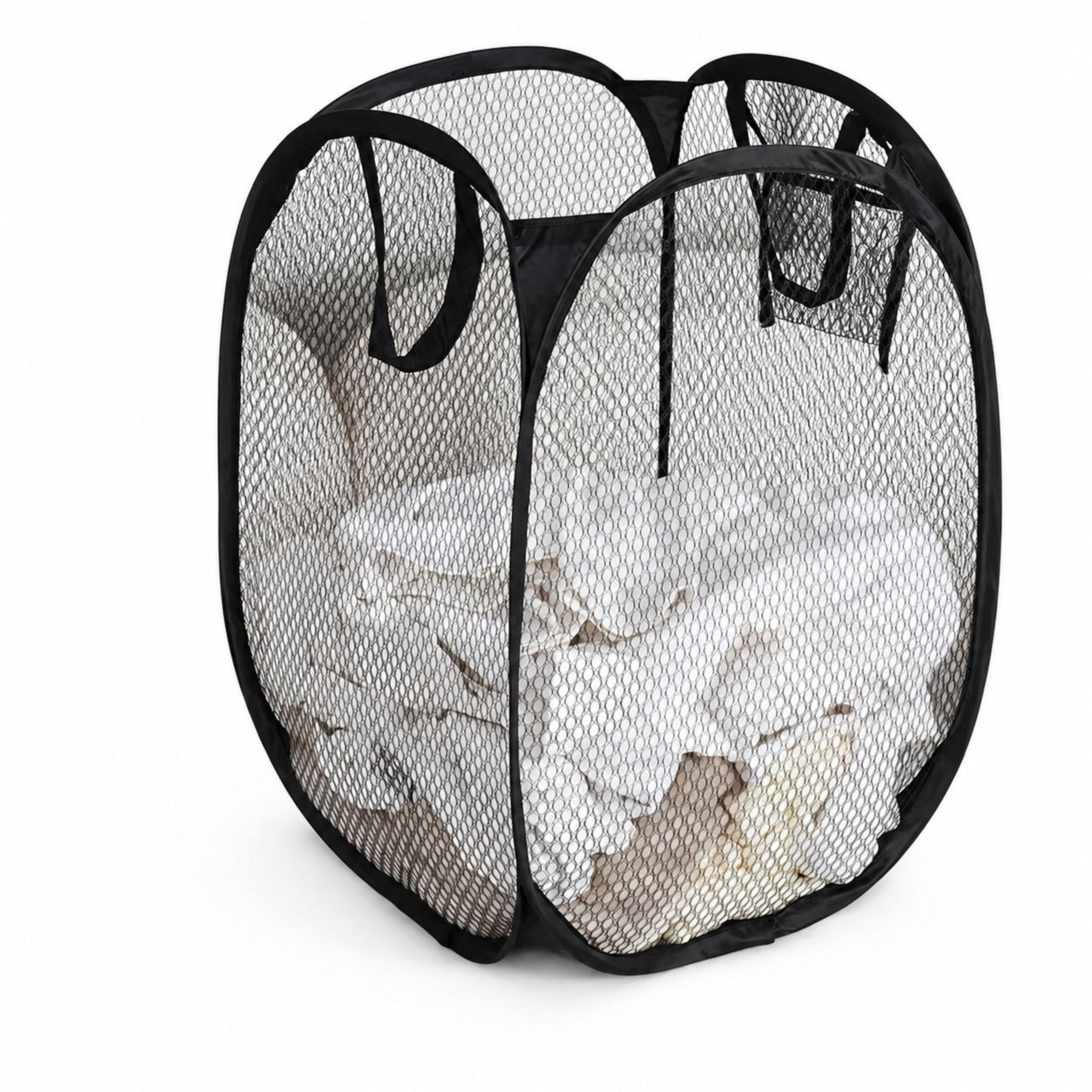 Foldable Hanging Laundry Hamper Mesh Space Saving Laundry Basket 0