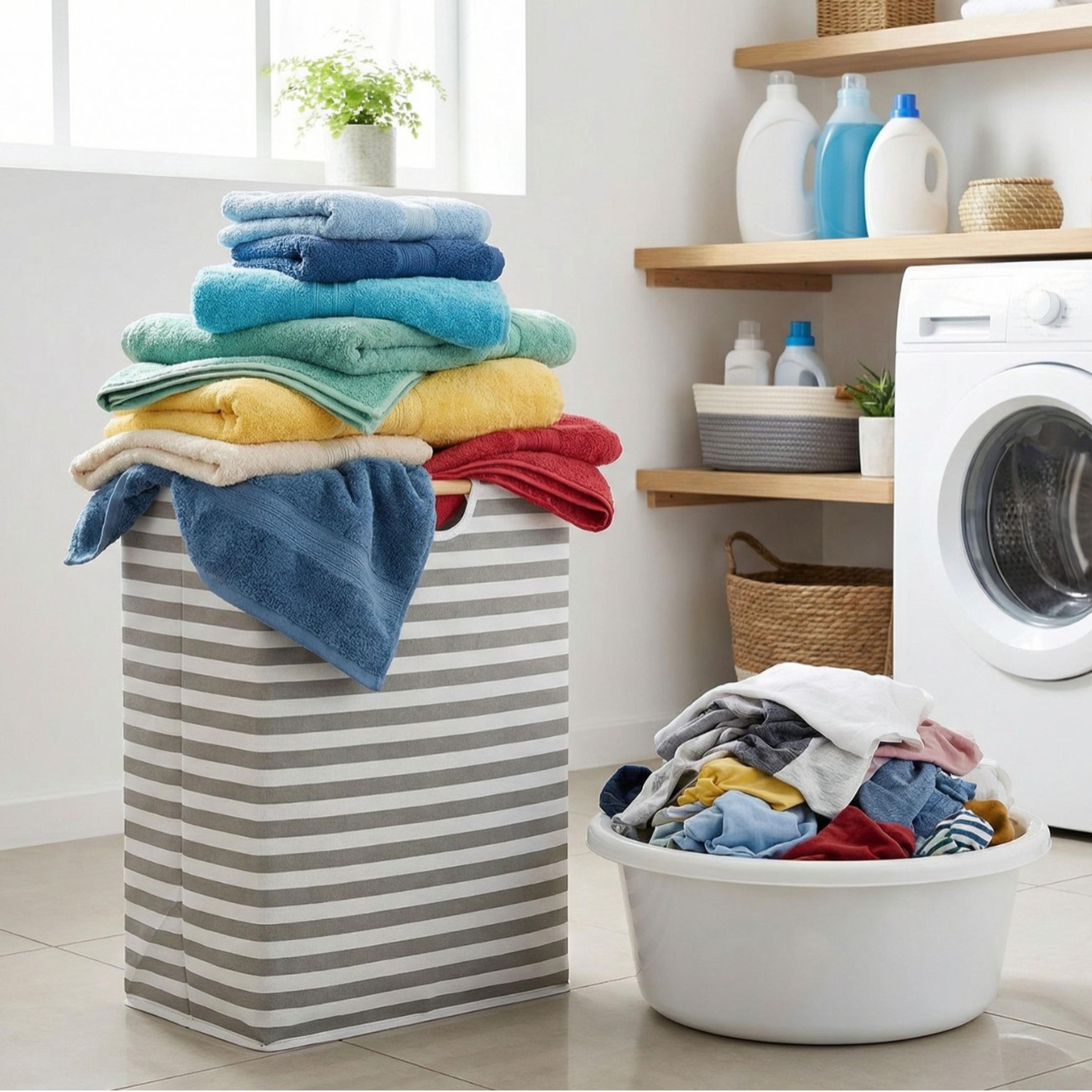 Large Capacity Foldable Laundry Basket Cotton Linen Storage Hamper 11