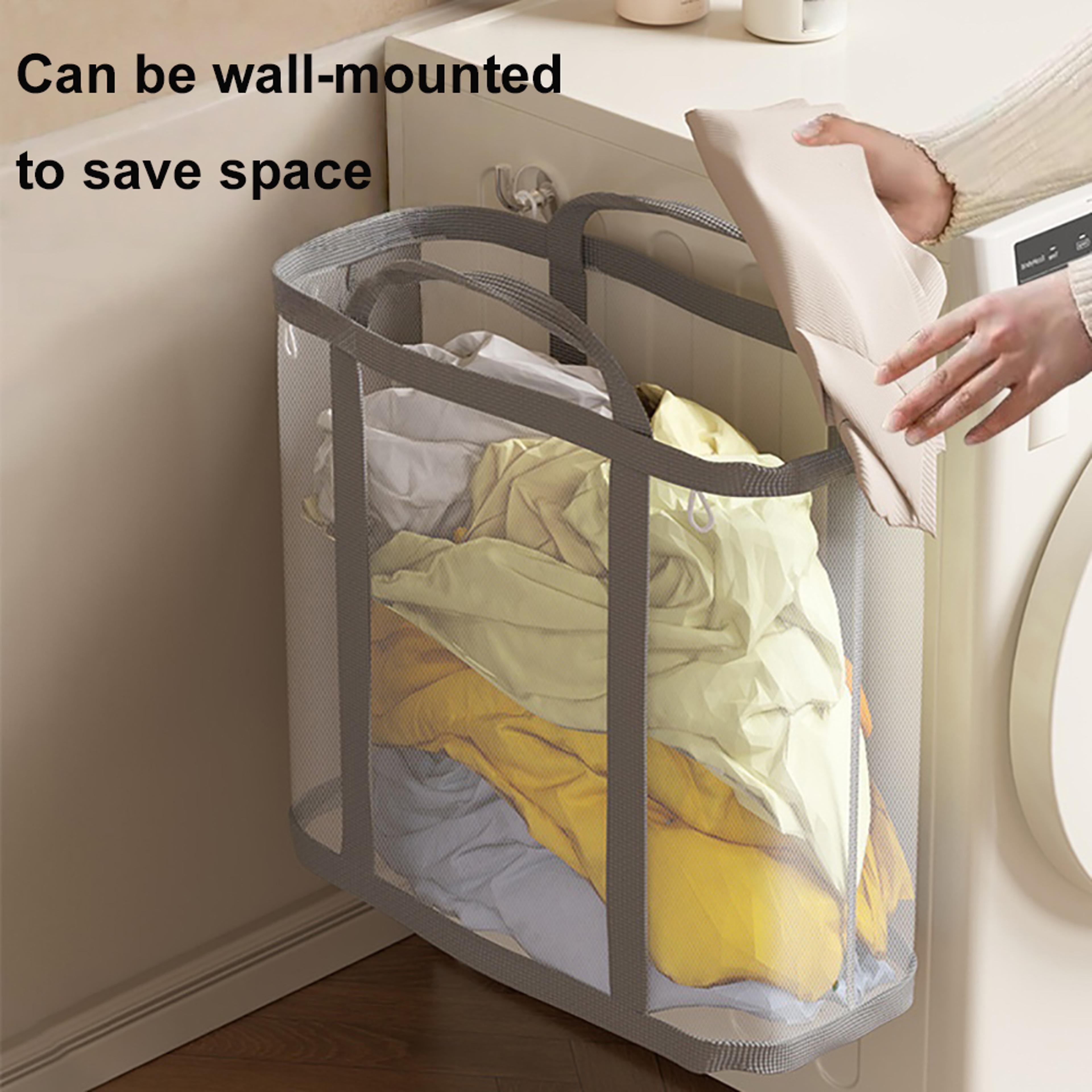 Foldable Mesh Laundry Basket With Handles Large Capacity Portable Hamper 7
