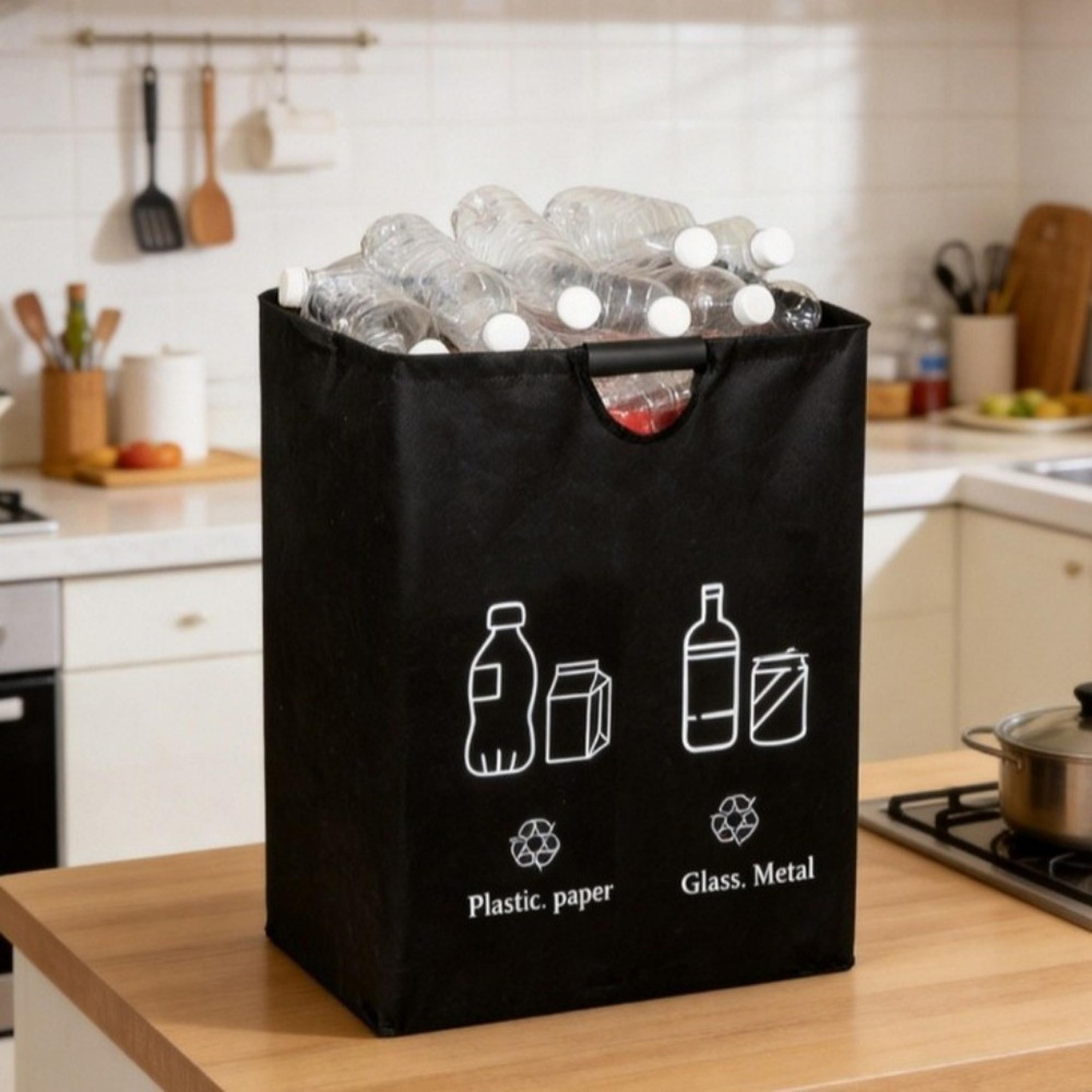Large Capacity Bottle Recycling Bin Foldable Storage Basket With Handles 5