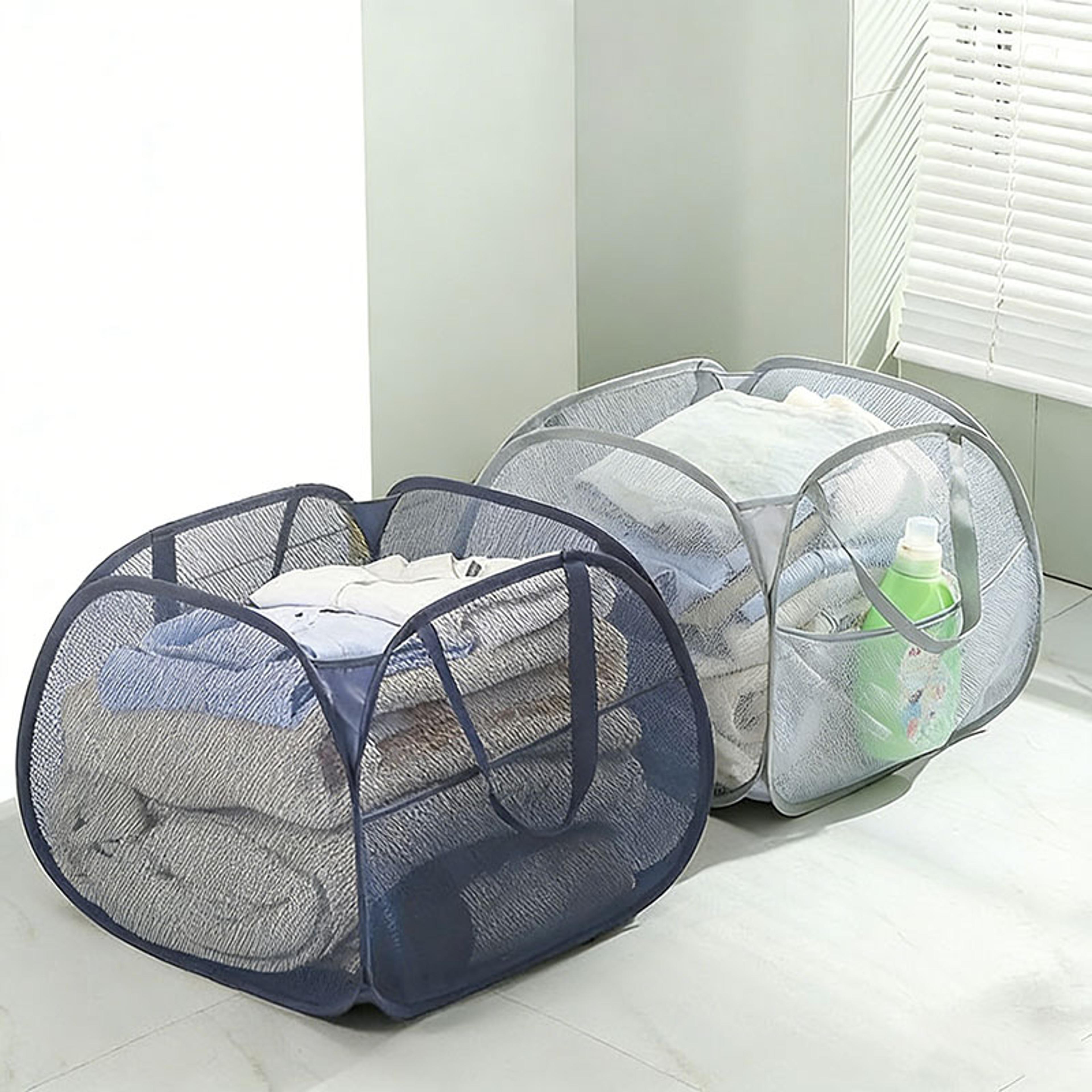 Collapsible Mesh Laundry Basket Large Foldable Hamper With Handles 7