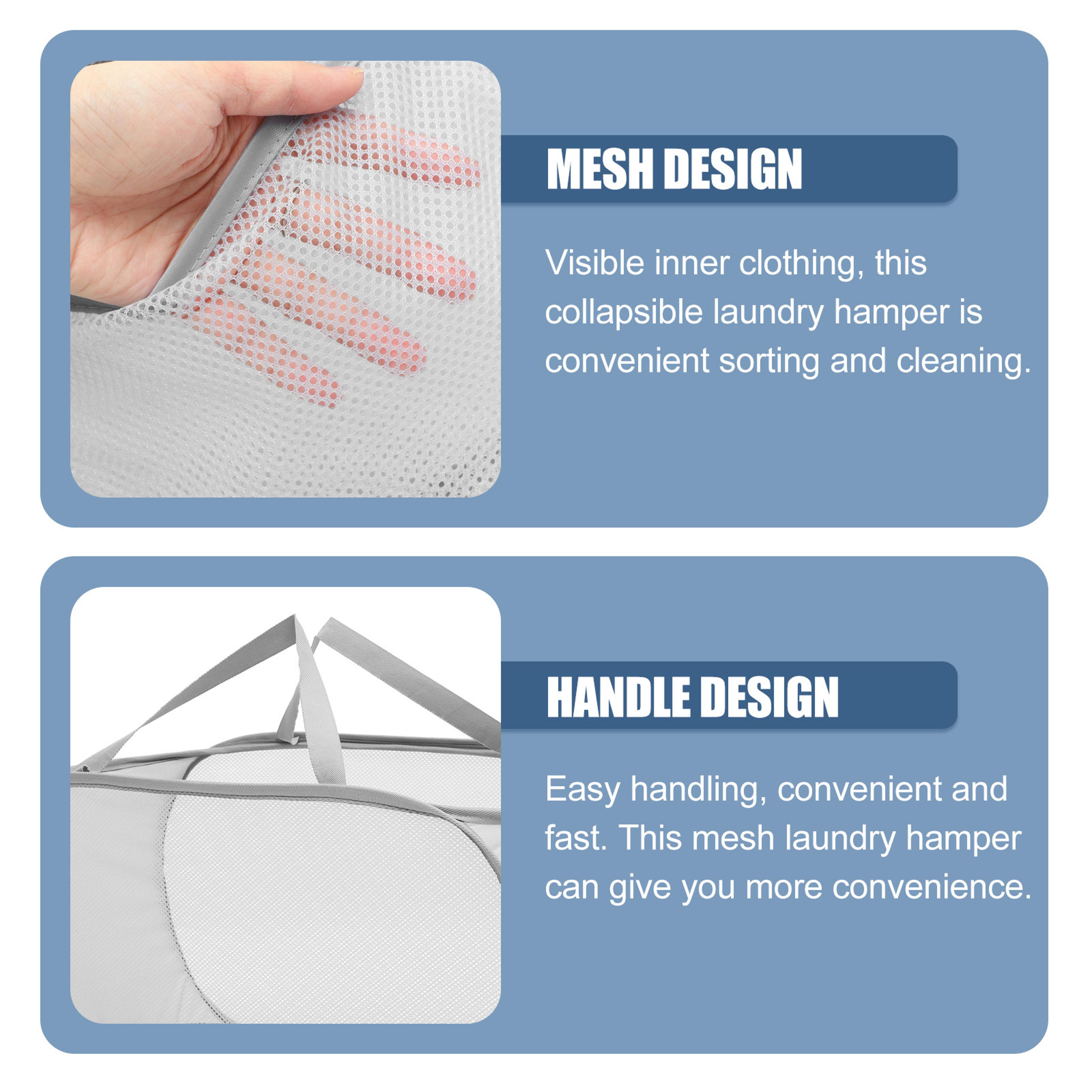 Large Collapsible Mesh Laundry Basket Foldable Pop Up Hamper 3