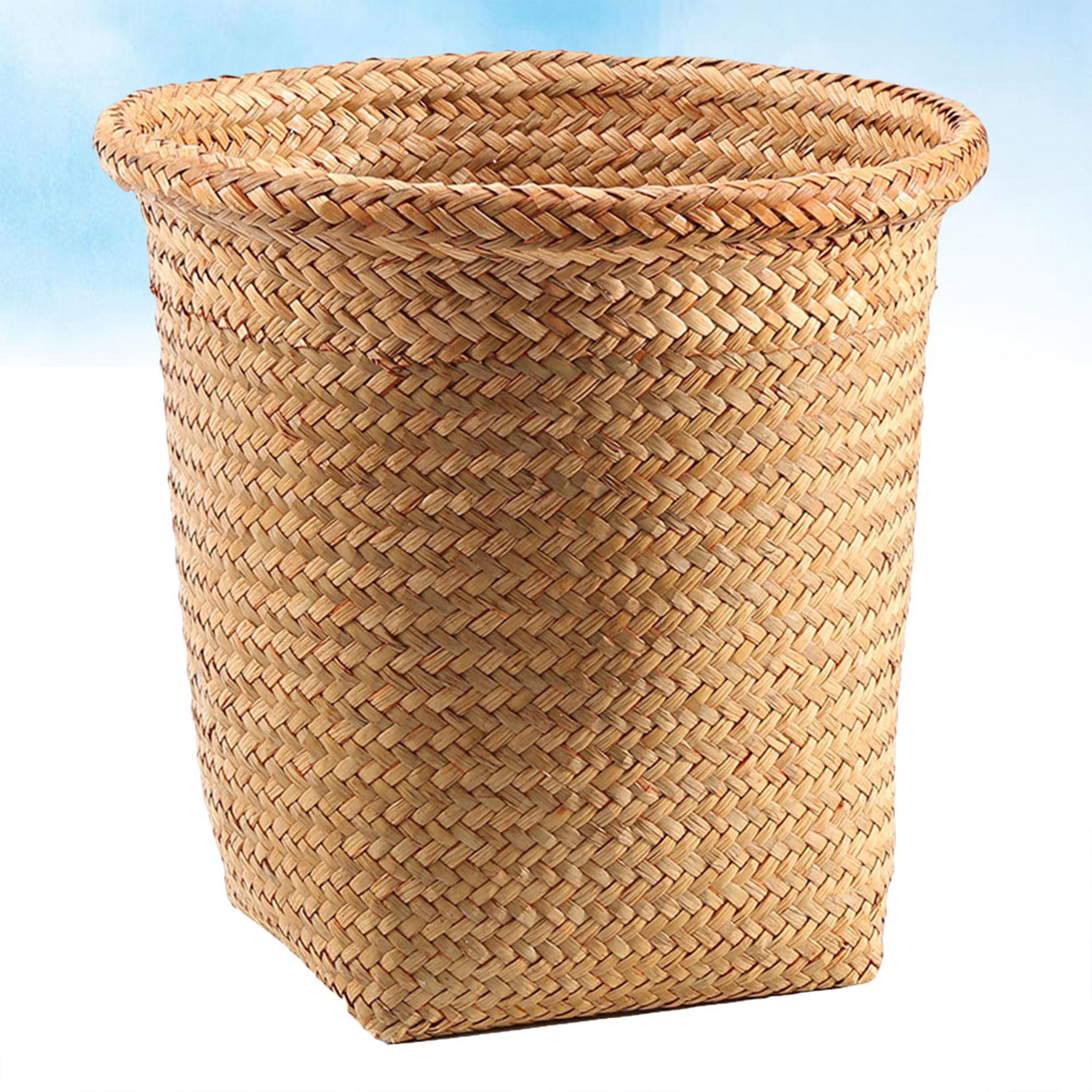 Natural Handwoven Straw Laundry Basket Rustic Multipurpose Storage Organizer 3