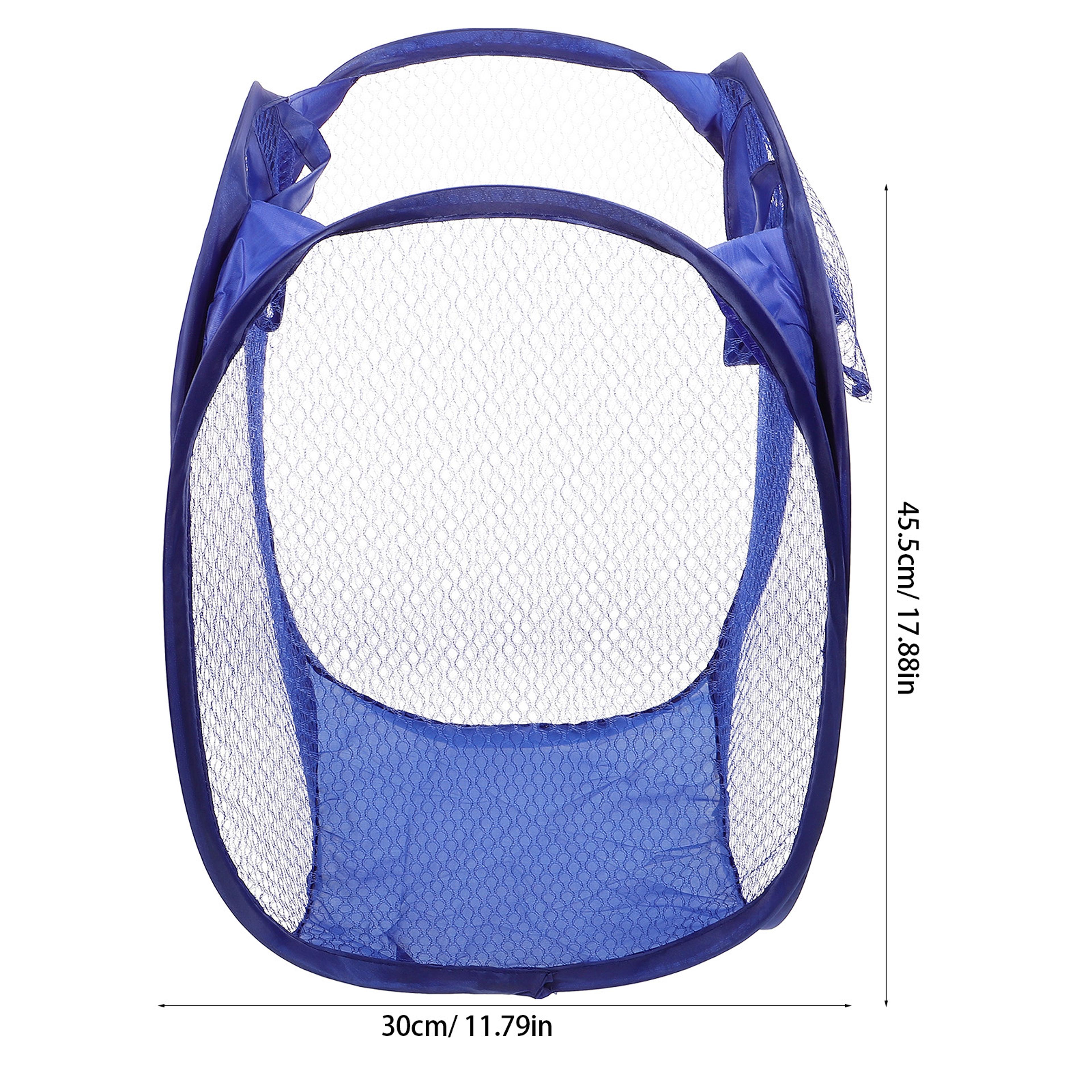 Purple Pop Up Laundry Hamper Foldable Mesh Laundry Basket With Handles And Side Pocket 7