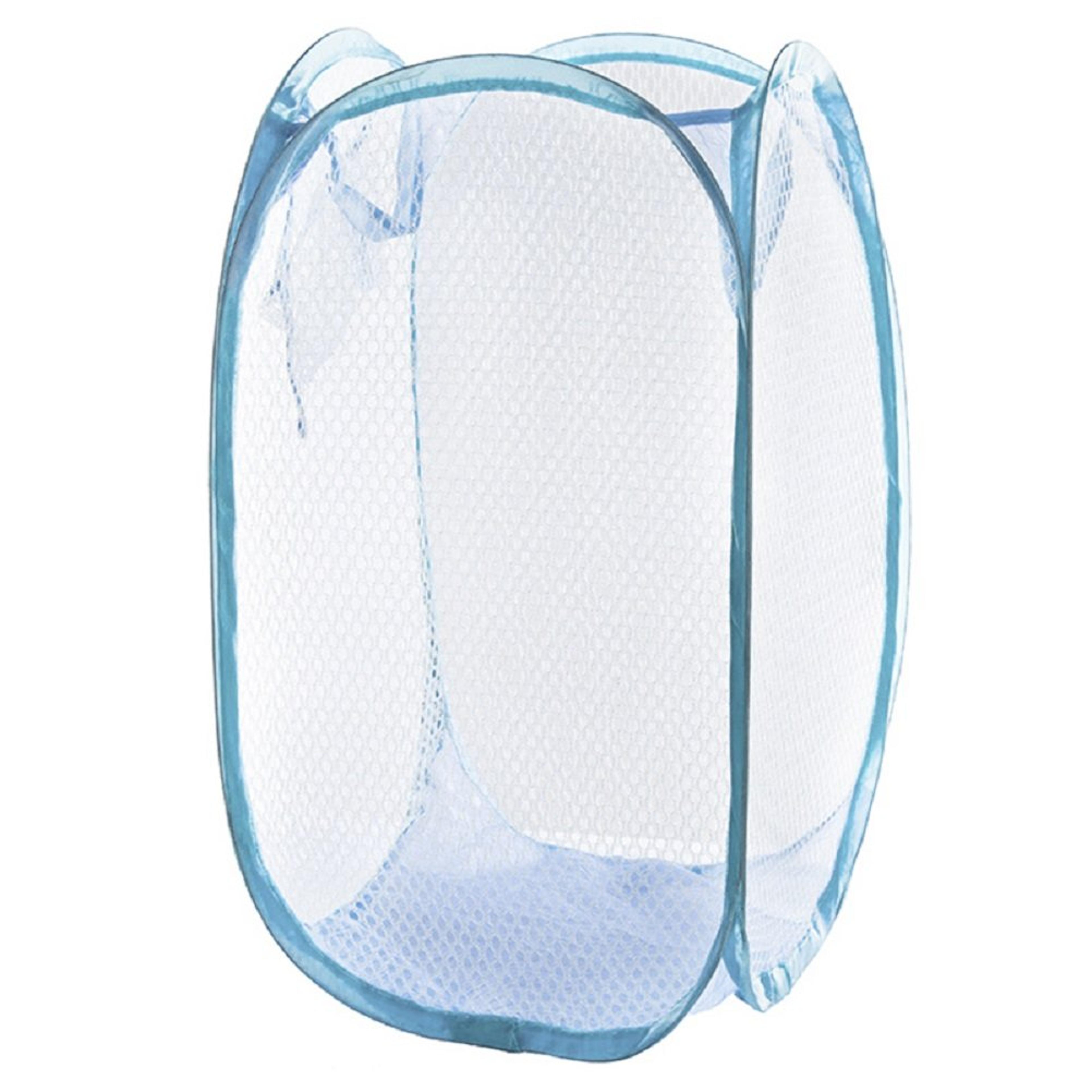 Purple Pop Up Laundry Hamper Foldable Mesh Laundry Basket With Handles And Side Pocket 4