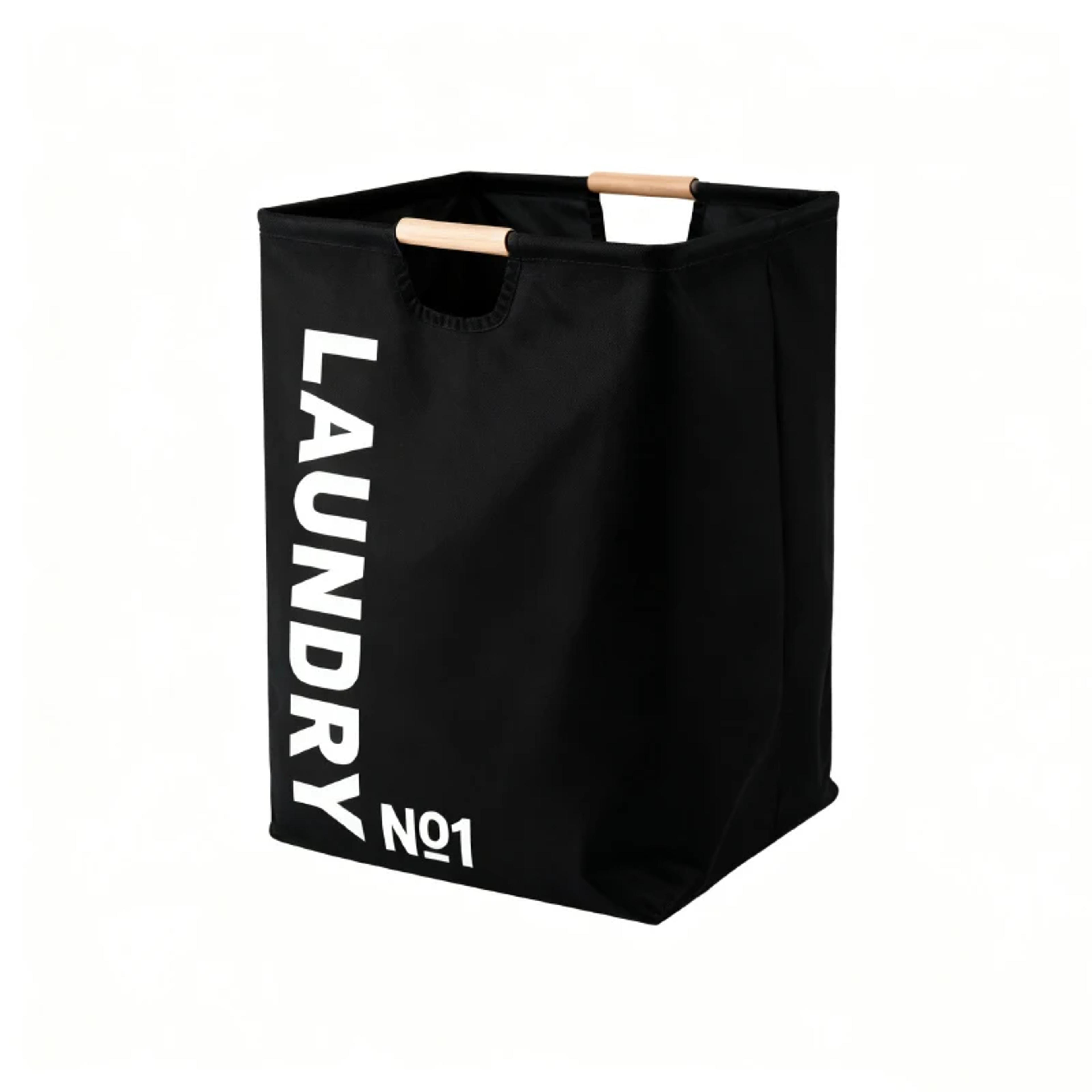 Large Capacity Laundry Hamper With Wooden Handles Foldable Laundry Basket 0