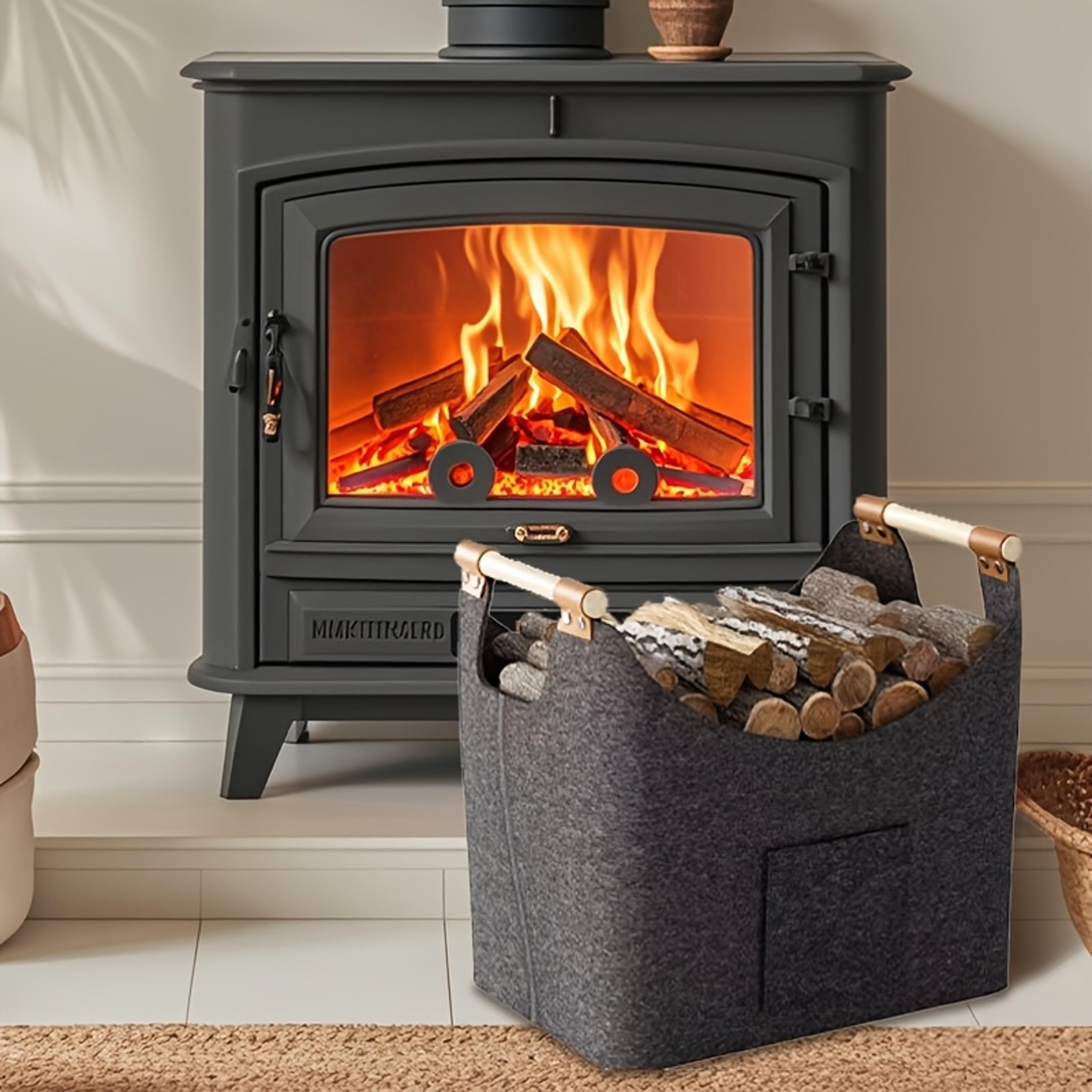 Extra Large Felt Firewood Basket Foldable Log Carrier With Reinforced Handles 4