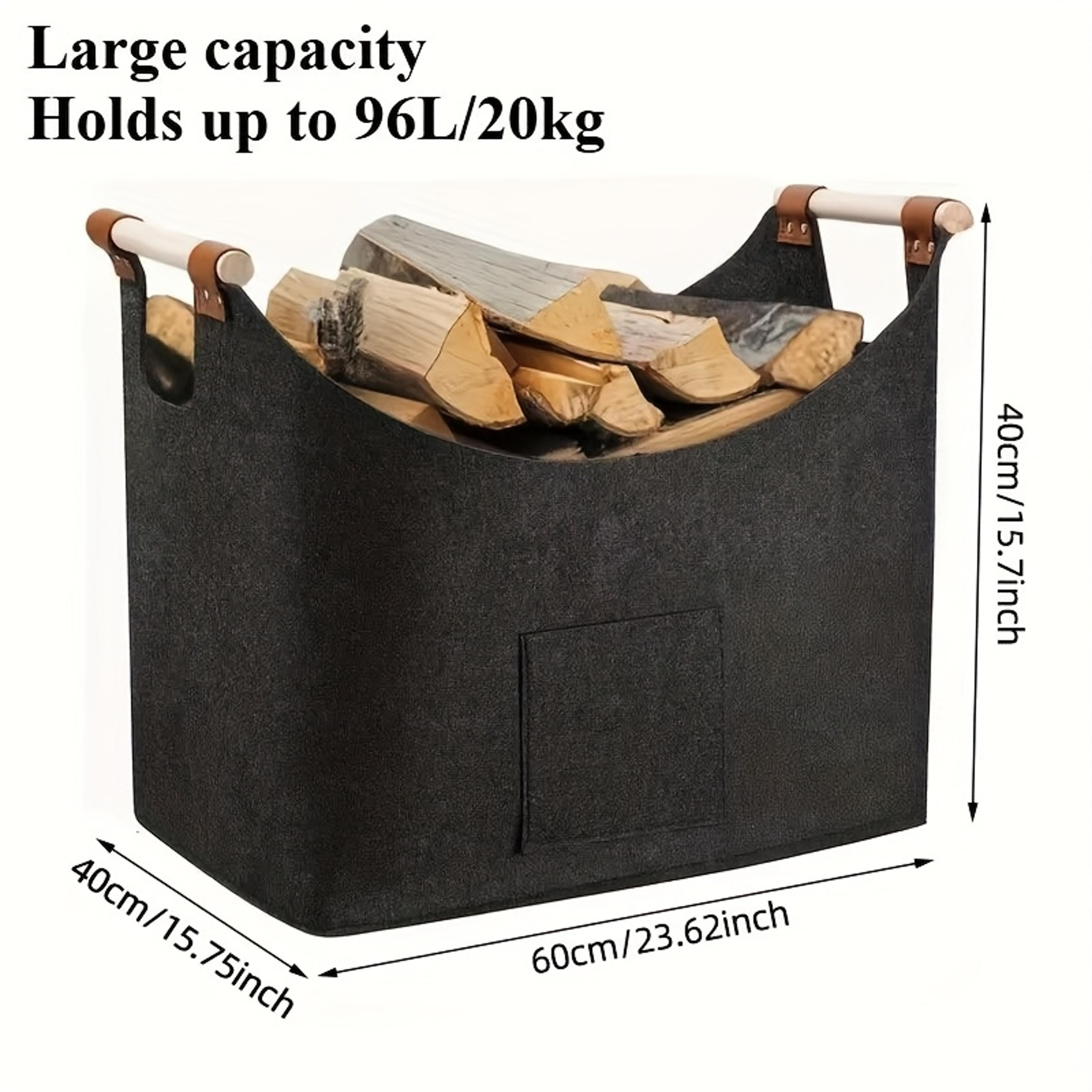 Extra Large Felt Firewood Basket Foldable Log Carrier With Reinforced Handles 5
