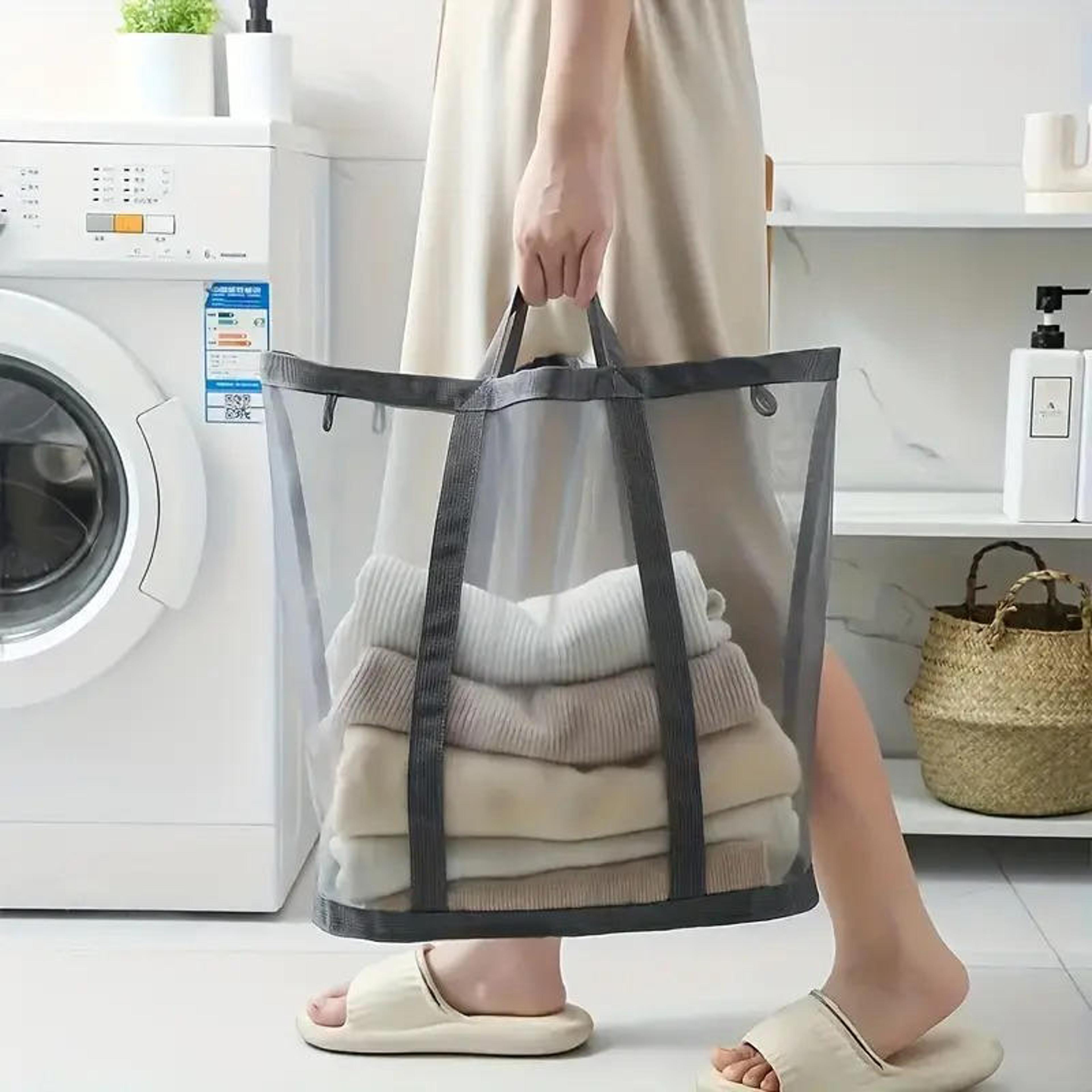 Wall Mounted Laundry Basket Foldable Mesh Laundry Basket Space Saving Organizer 2