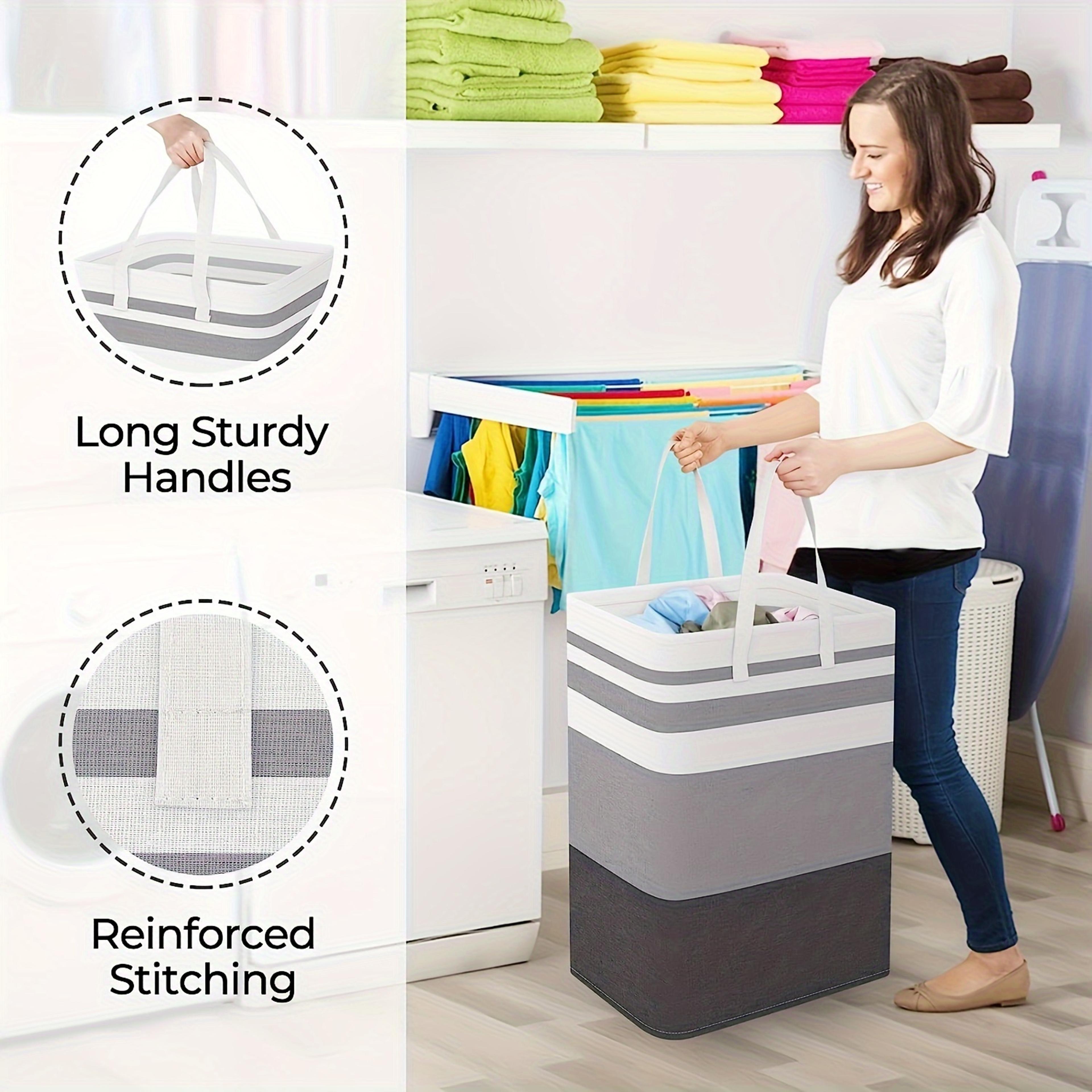 Extra Large Laundry Hamper Waterproof Collapsible Clothes Basket With Extended Handles 3