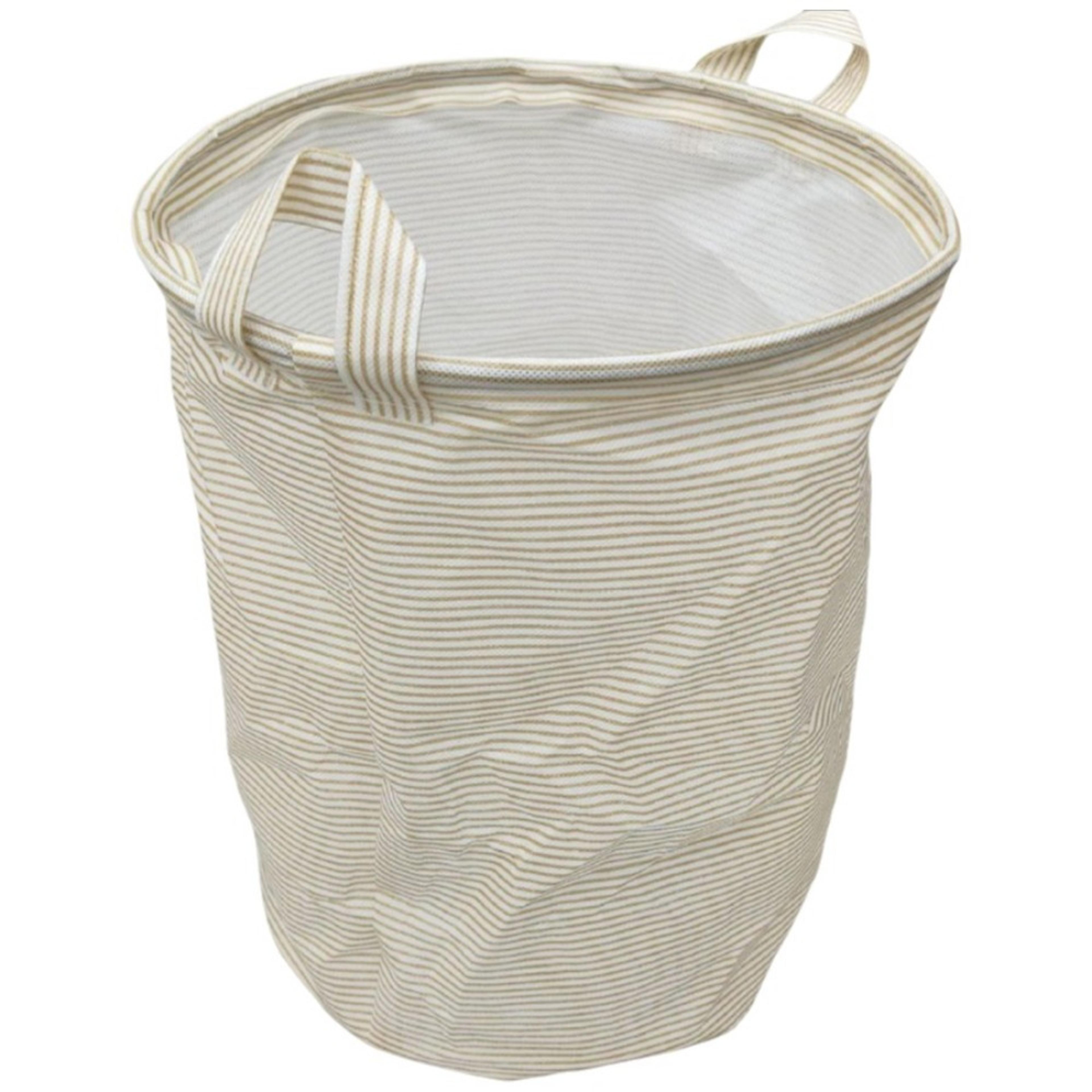 Striped Foldable Laundry Hamper Large Laundry Basket With Handles For Clothes Storage 1