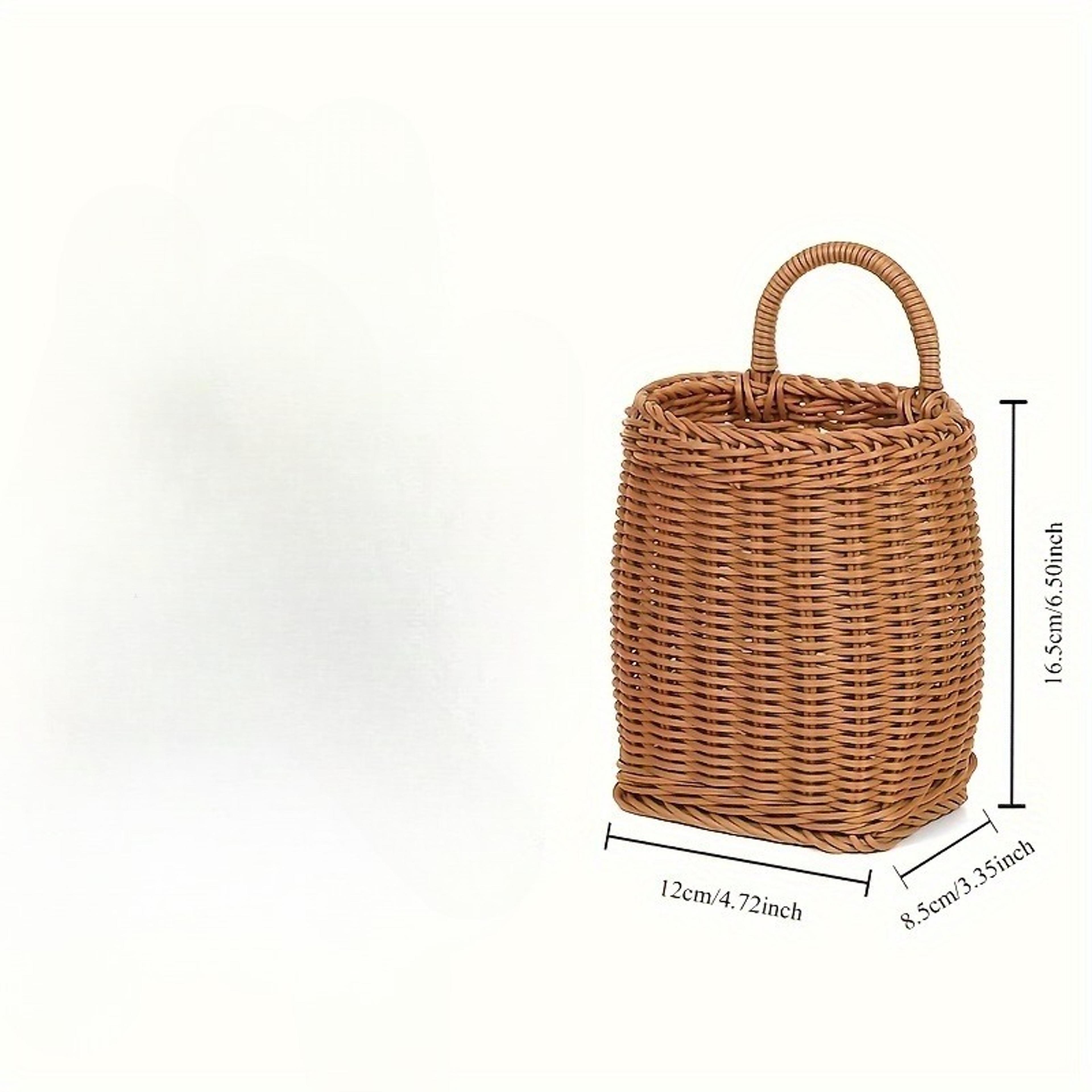 Handmade Rattan Wall Basket Rustic Woven Hanging Storage Organizer 2