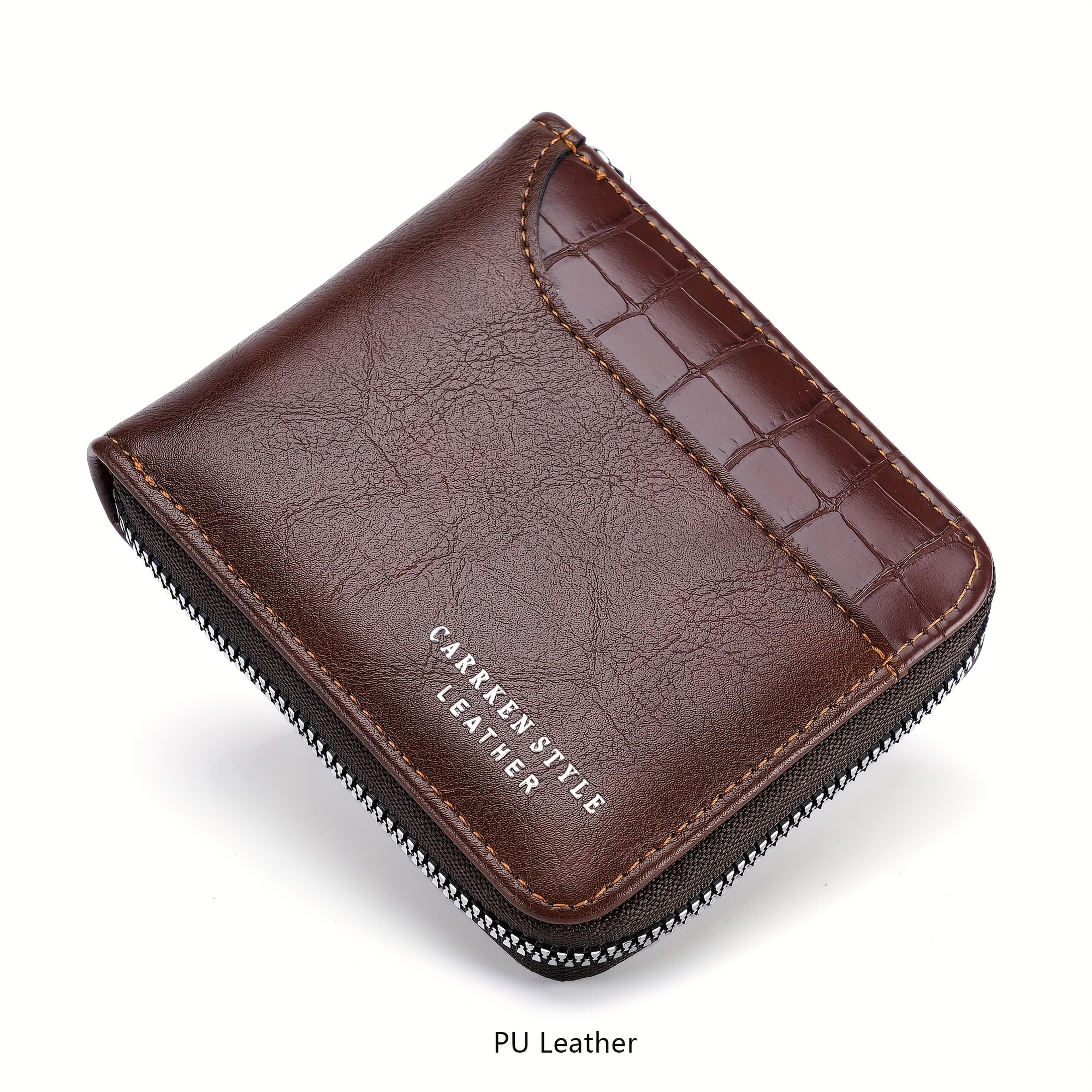 Crocodile Pattern Trifold Wallet For Men With Zipper Card Holder 3