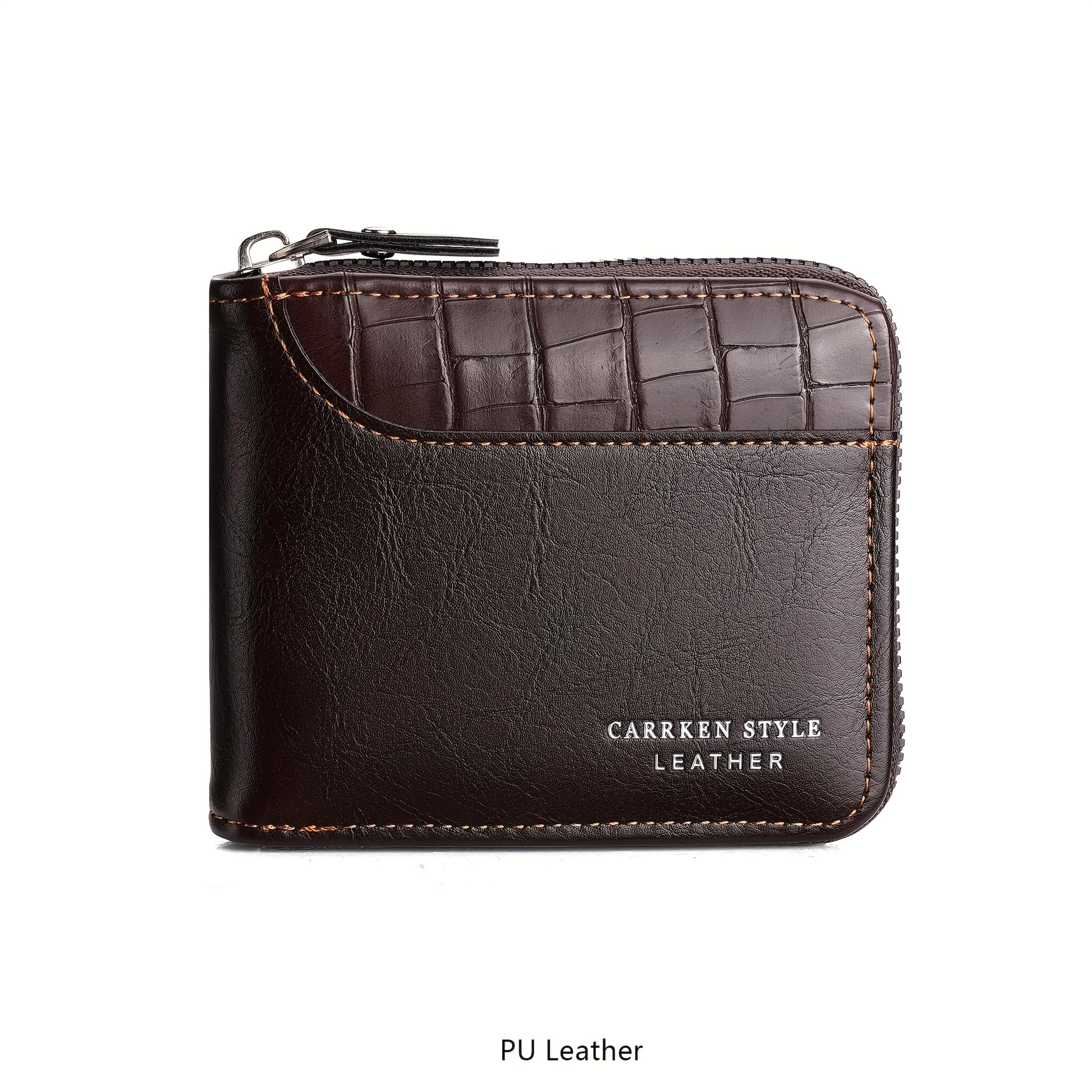 Crocodile Pattern Trifold Wallet For Men With Zipper Card Holder 1
