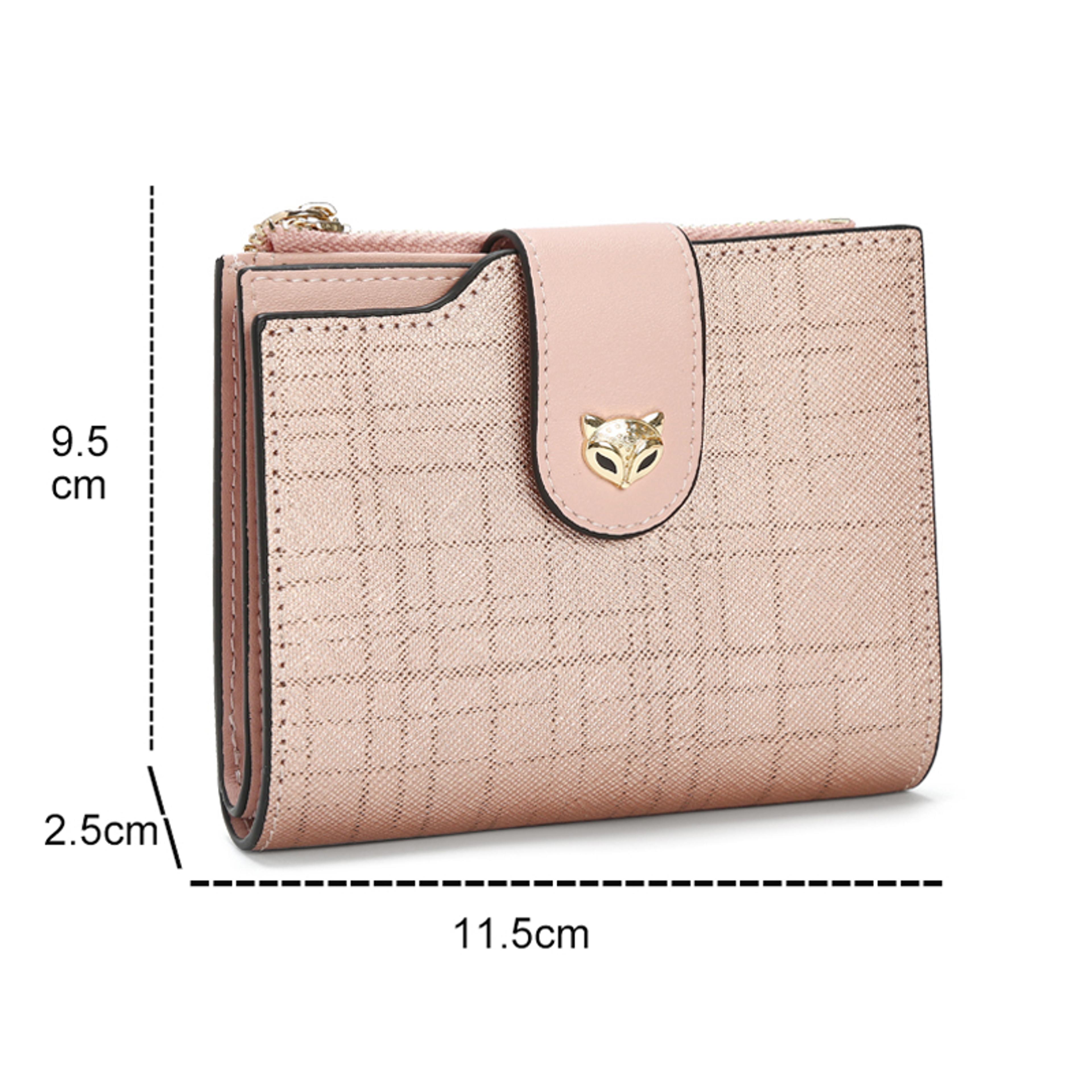 Cowhide Women Leather Wallet Mini Folding Card Holder Purse 4