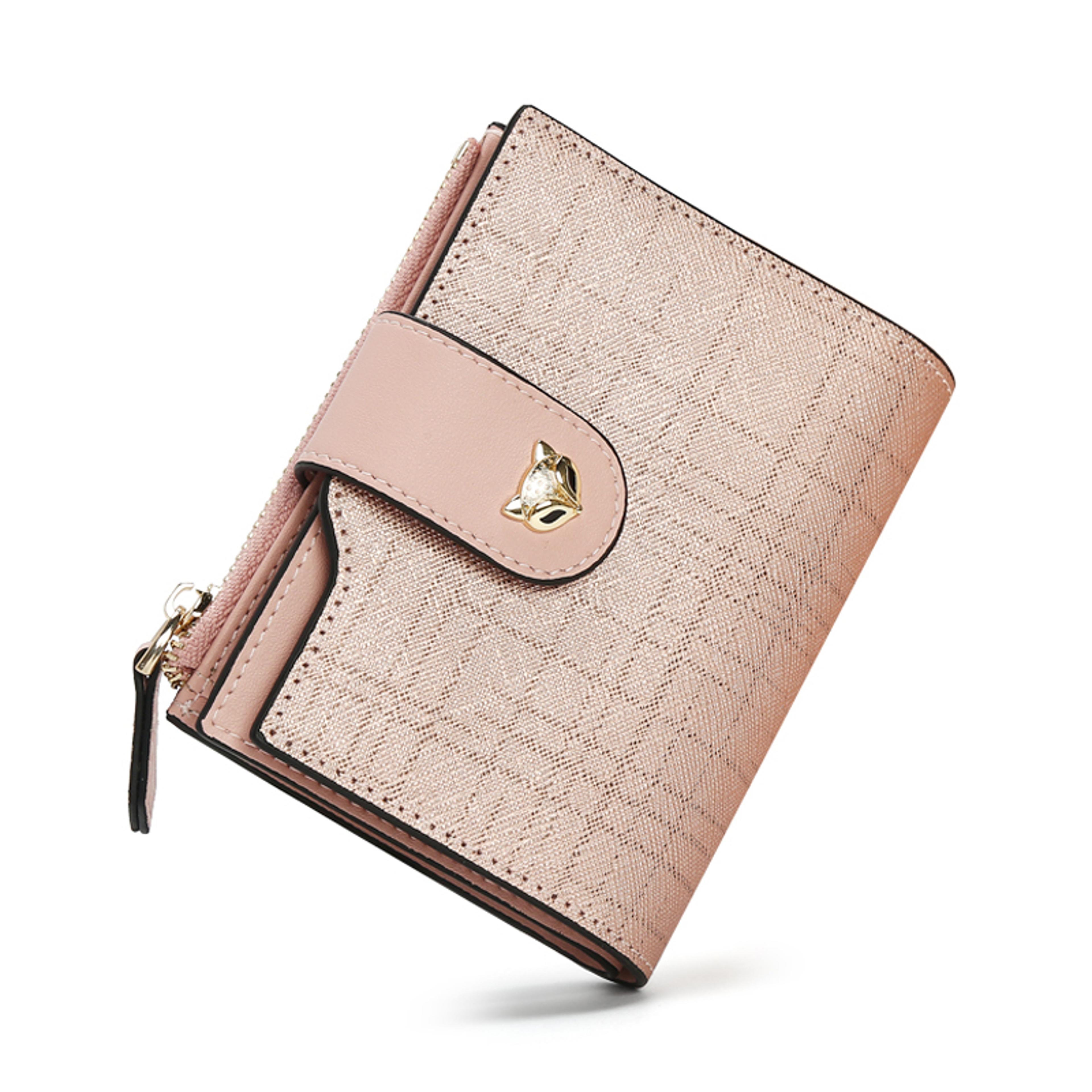 Cowhide Women Leather Wallet Mini Folding Card Holder Purse 1