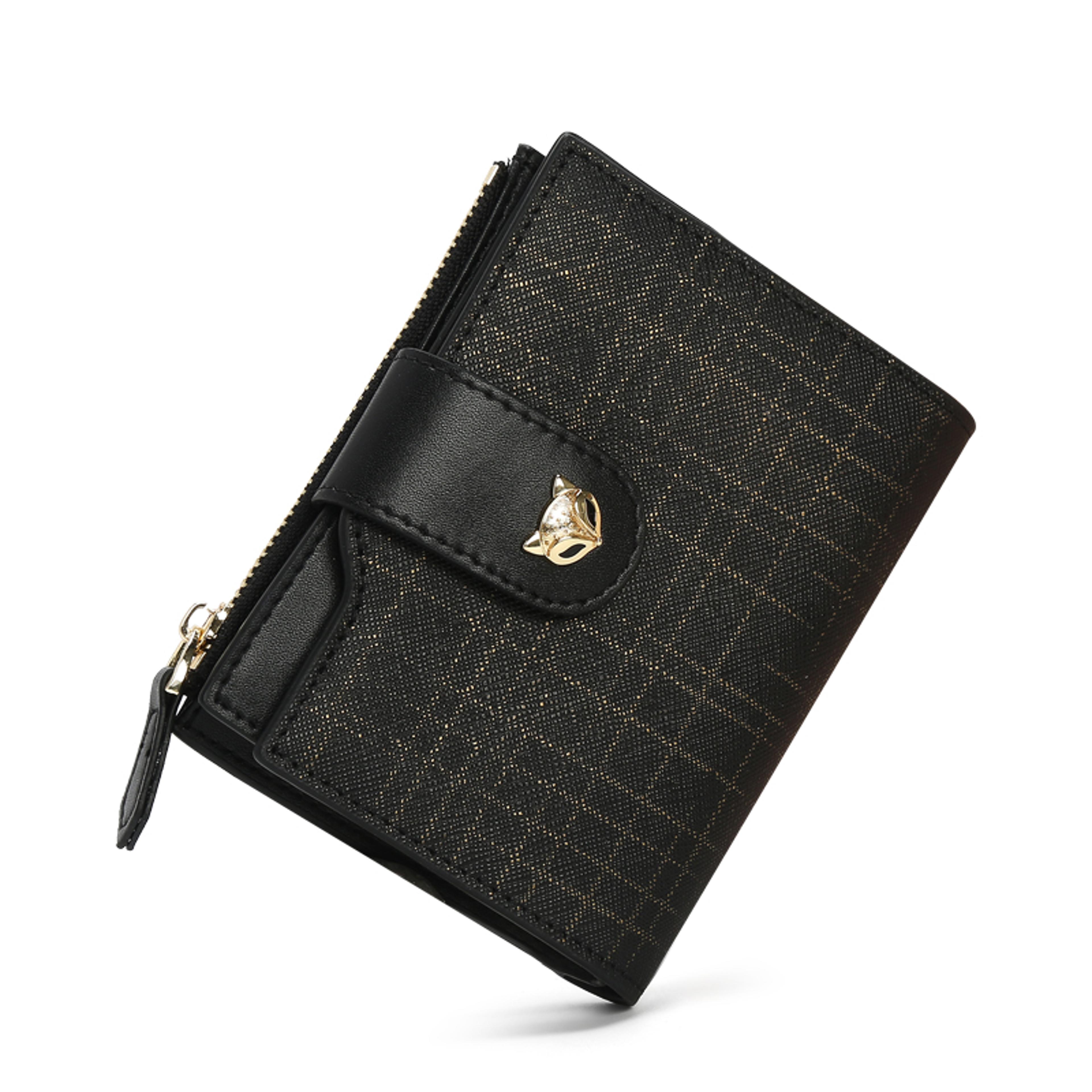 Cowhide Women Leather Wallet Mini Folding Card Holder Purse 2