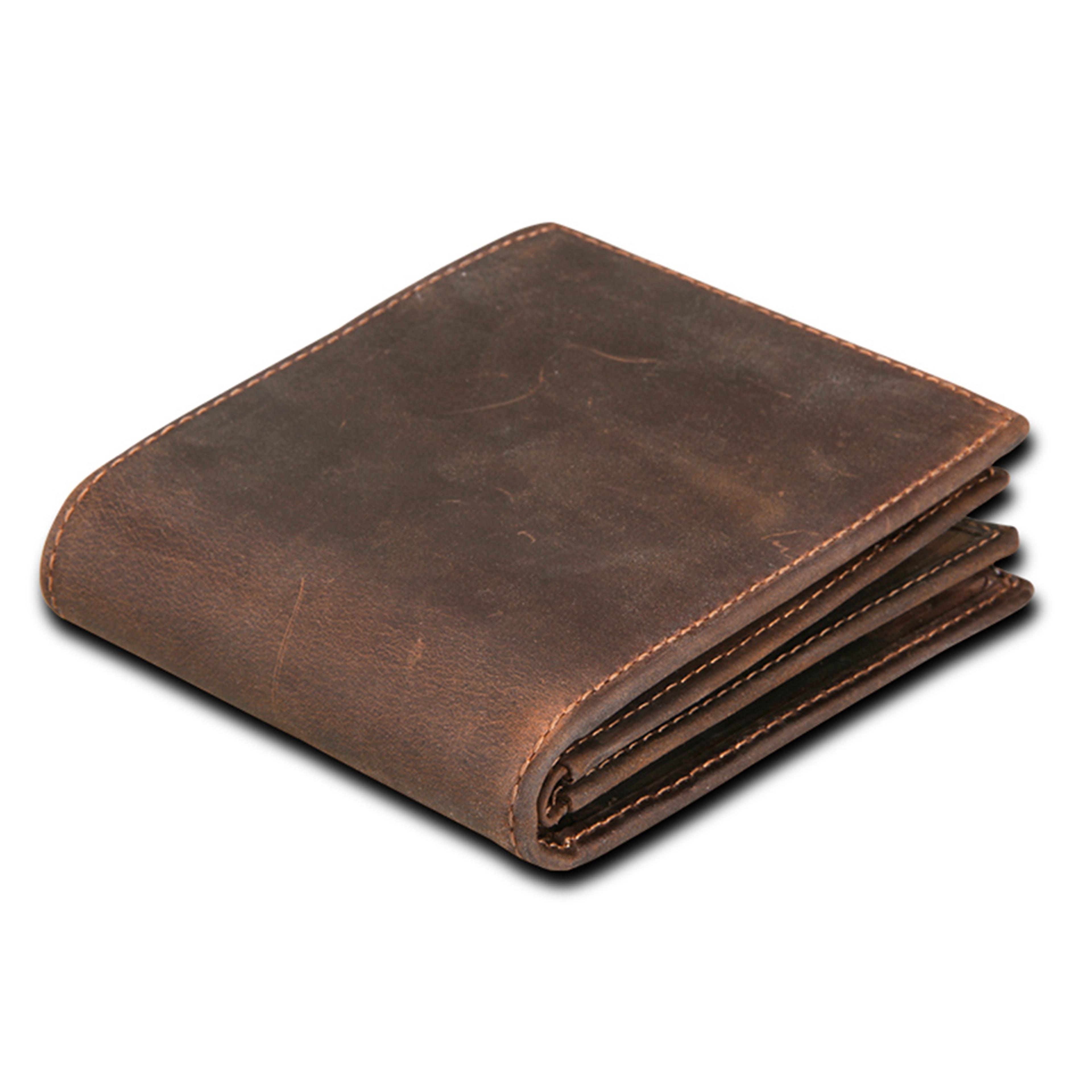 RFID Blocking Genuine Leather Men Bifold Wallet With Coin Pocket 0