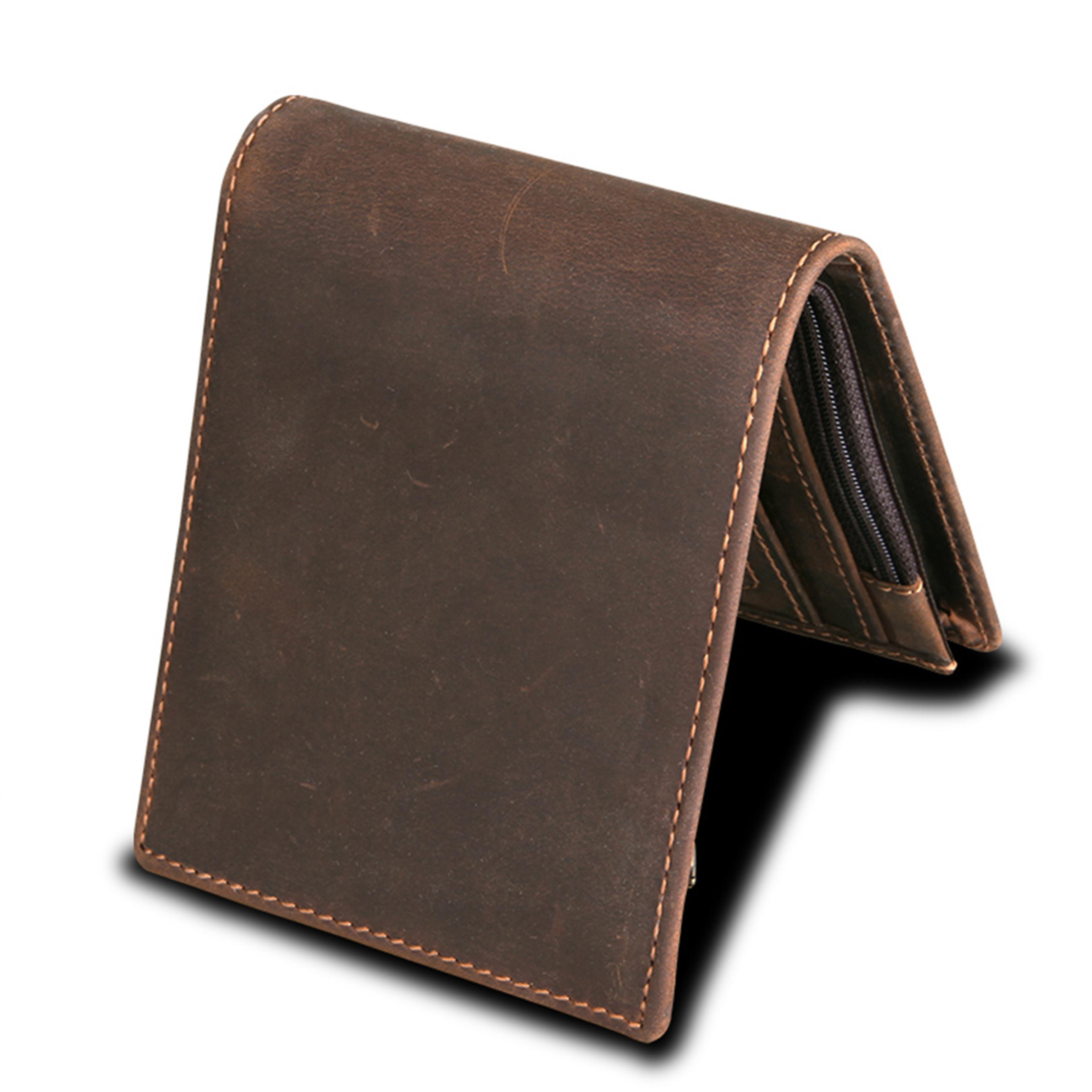 RFID Blocking Genuine Leather Men Bifold Wallet With Coin Pocket 4