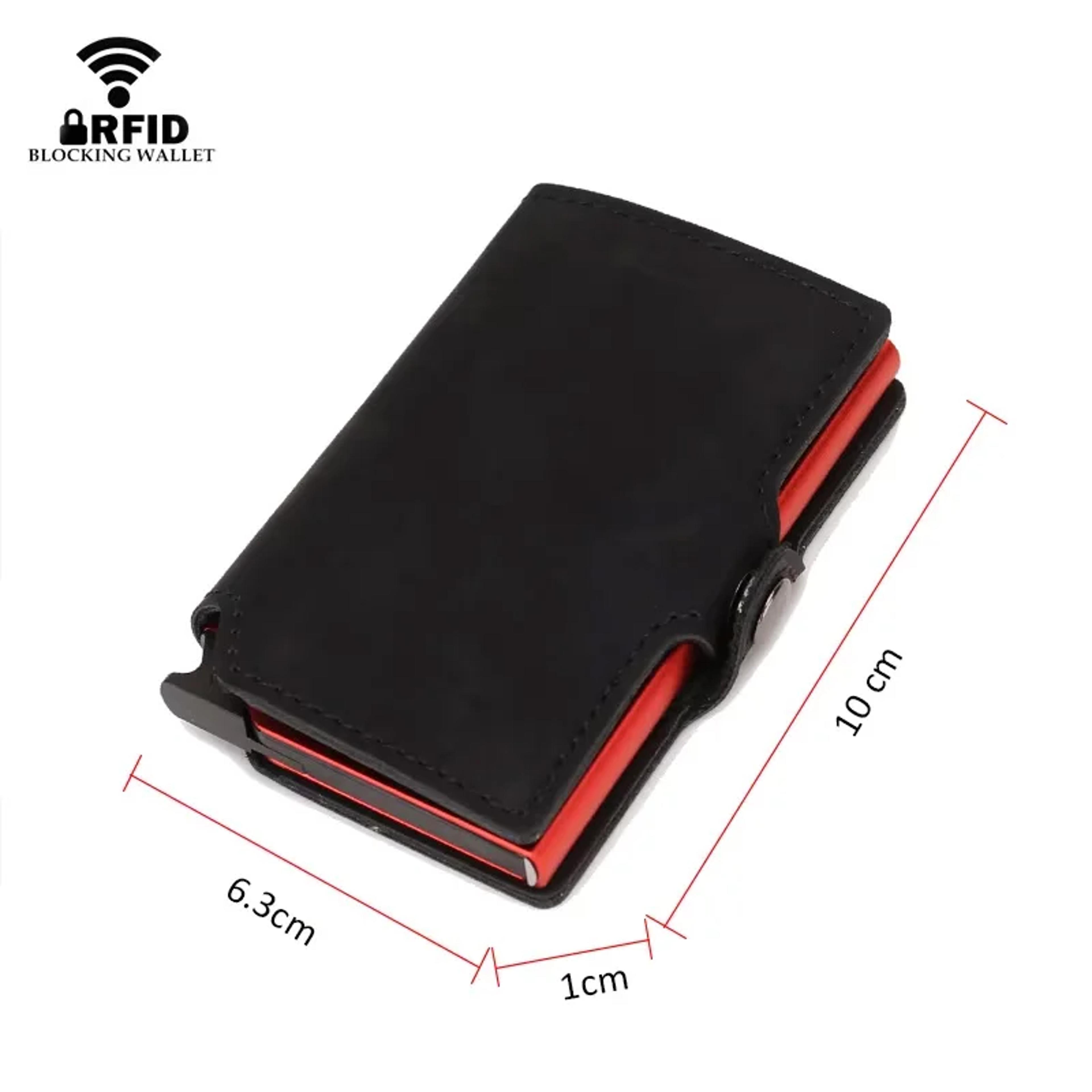 Blocking Pop Up Wallet For Men Split Leather Minimalist Card Holder 7