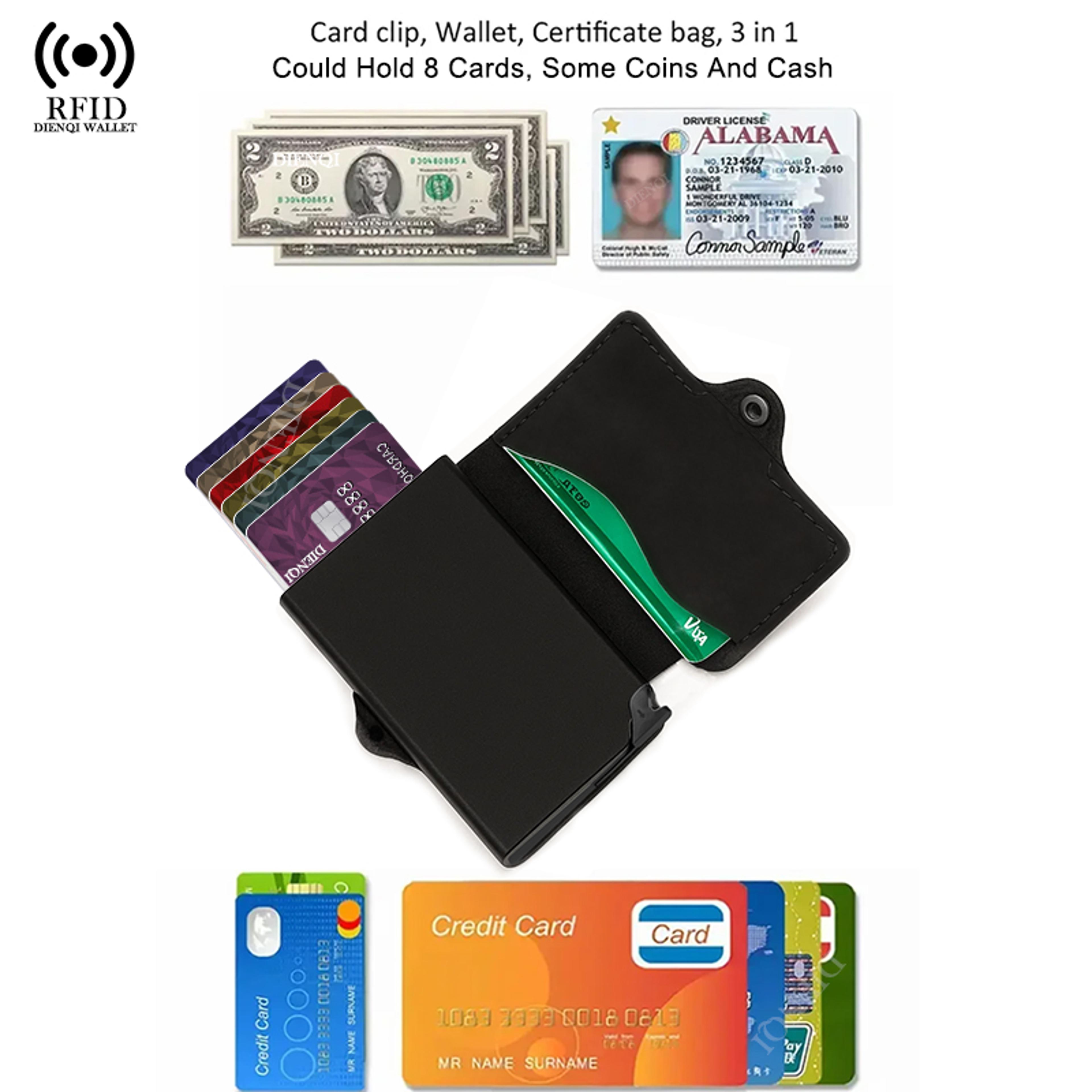 Blocking Pop Up Wallet For Men Split Leather Minimalist Card Holder 8