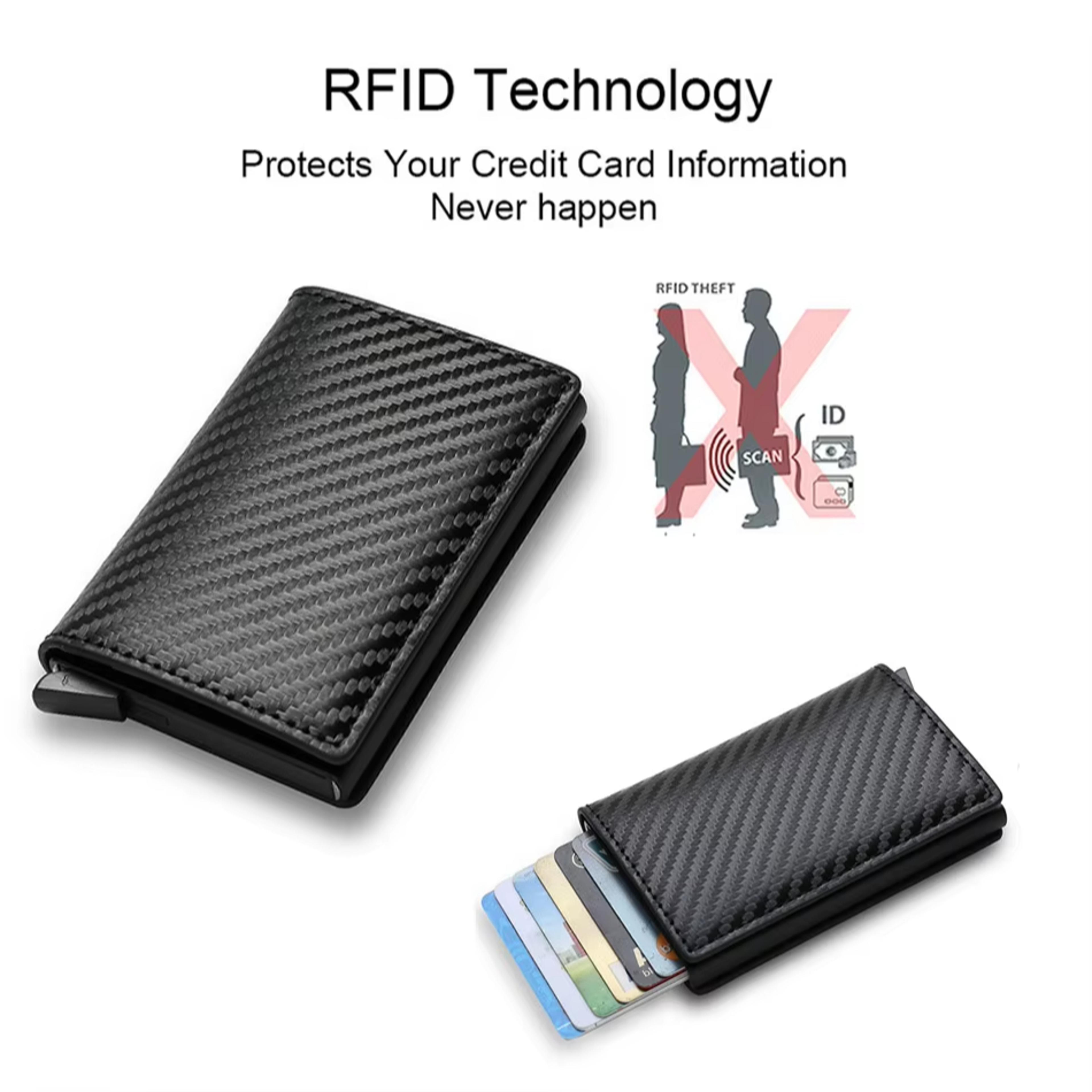 Carbon Fiber RFID Blocking Wallet With Pop Up Card Holder 16