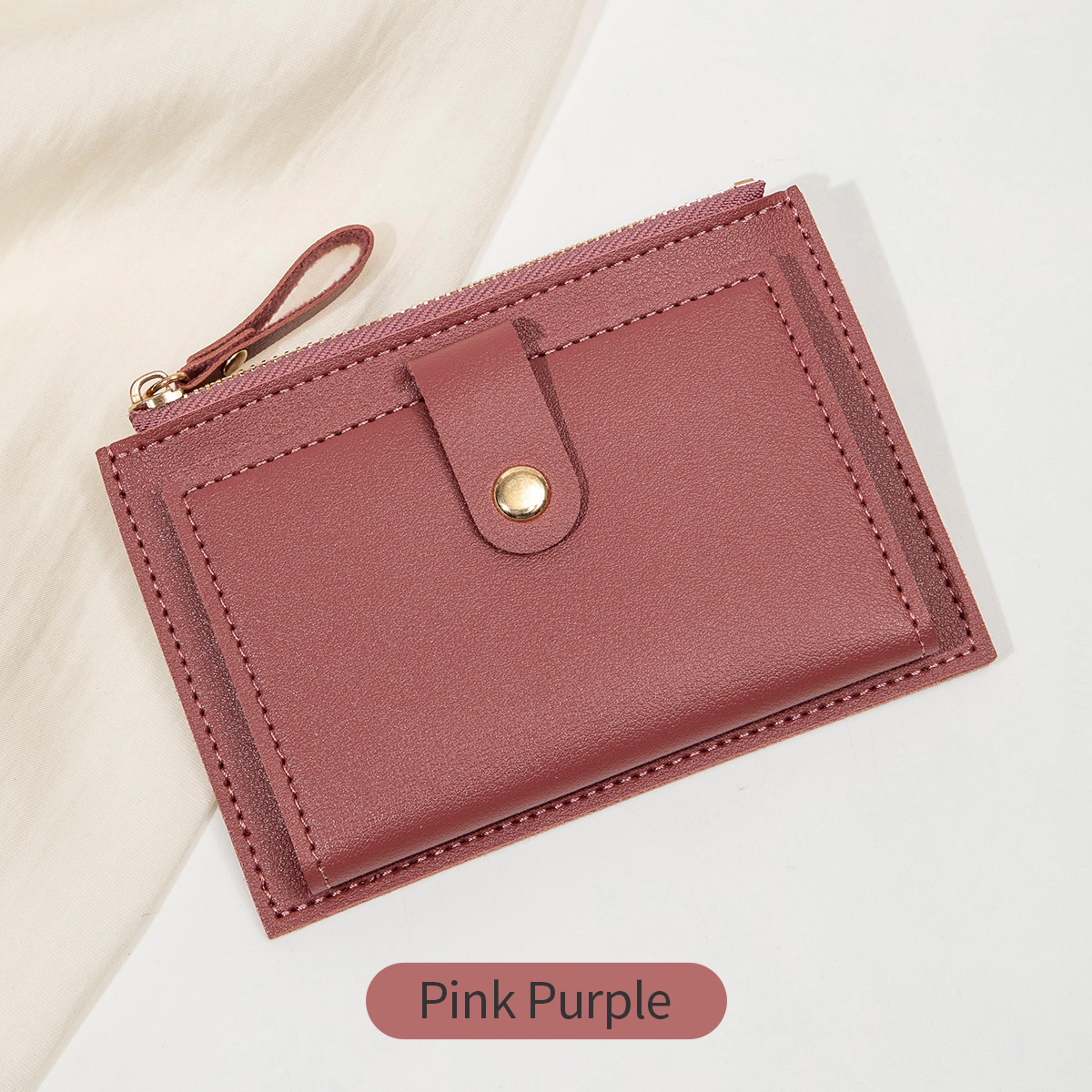 Minimalist Women Card Holder Wallet Slim PU Leather Mini Credit Card Holder 3