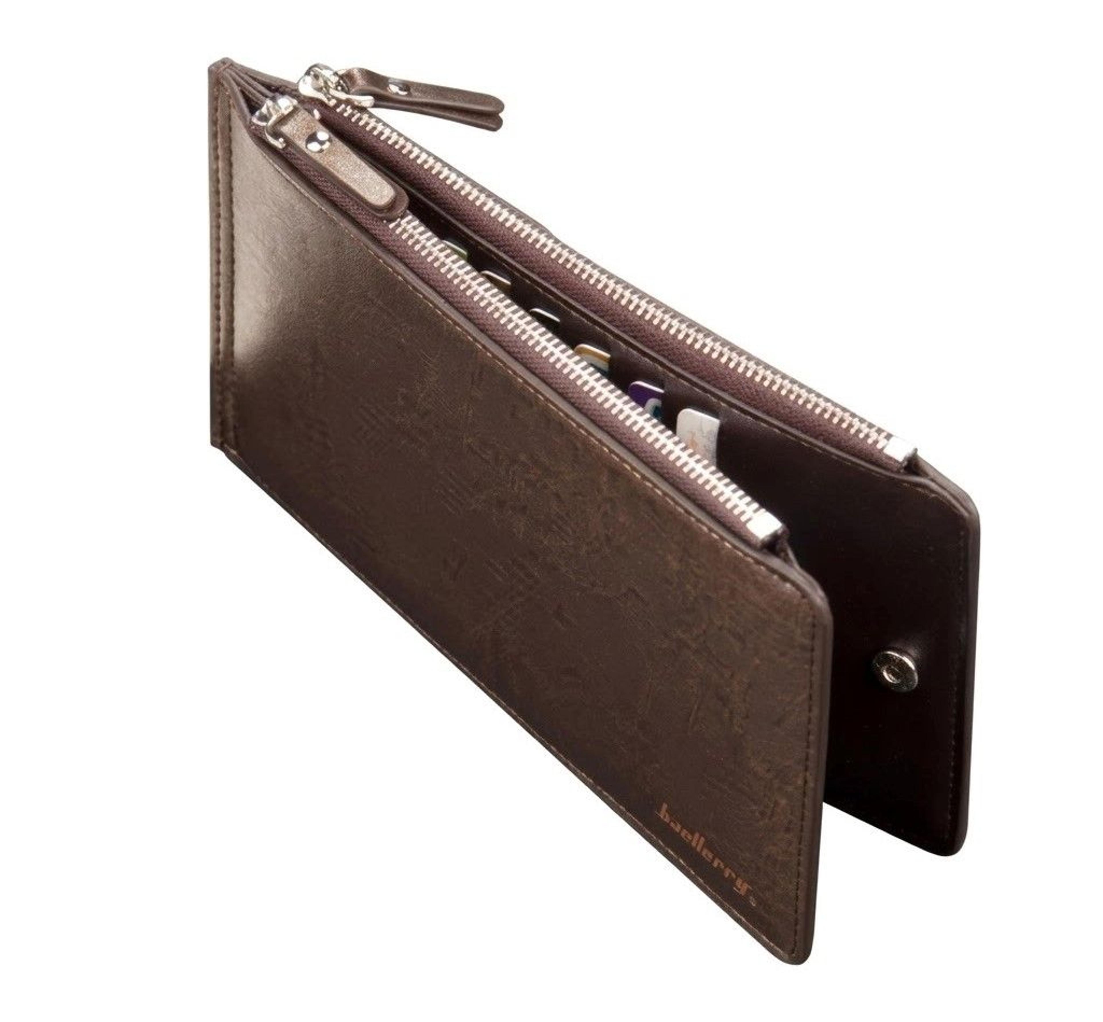 Baellerry Men Long PU Leather Wallet With Double Zipper And Phone Pocket 0