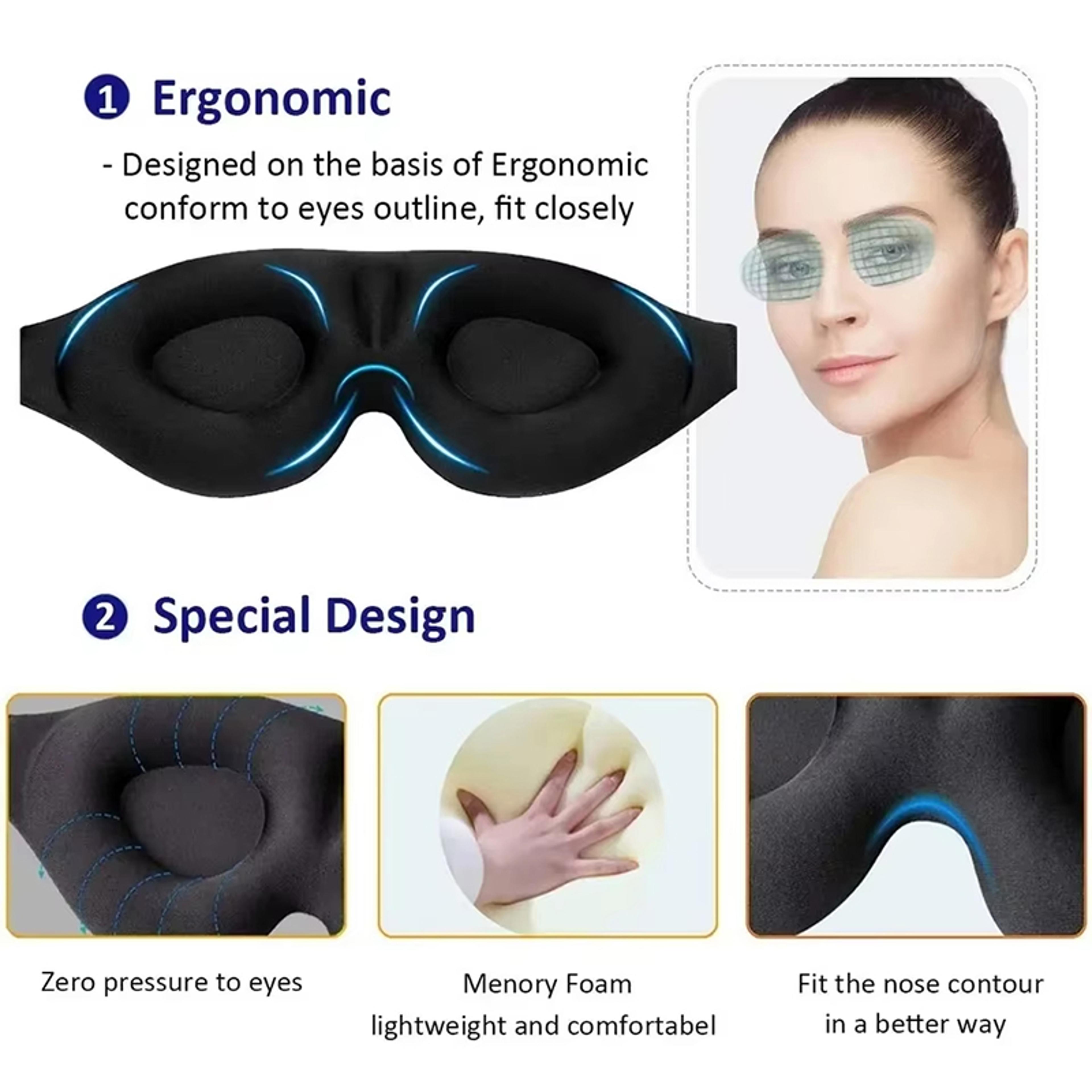 Pressure Free 3D Sleep Mask Adjustable Light Blocking Eye Mask For Men And Women 2