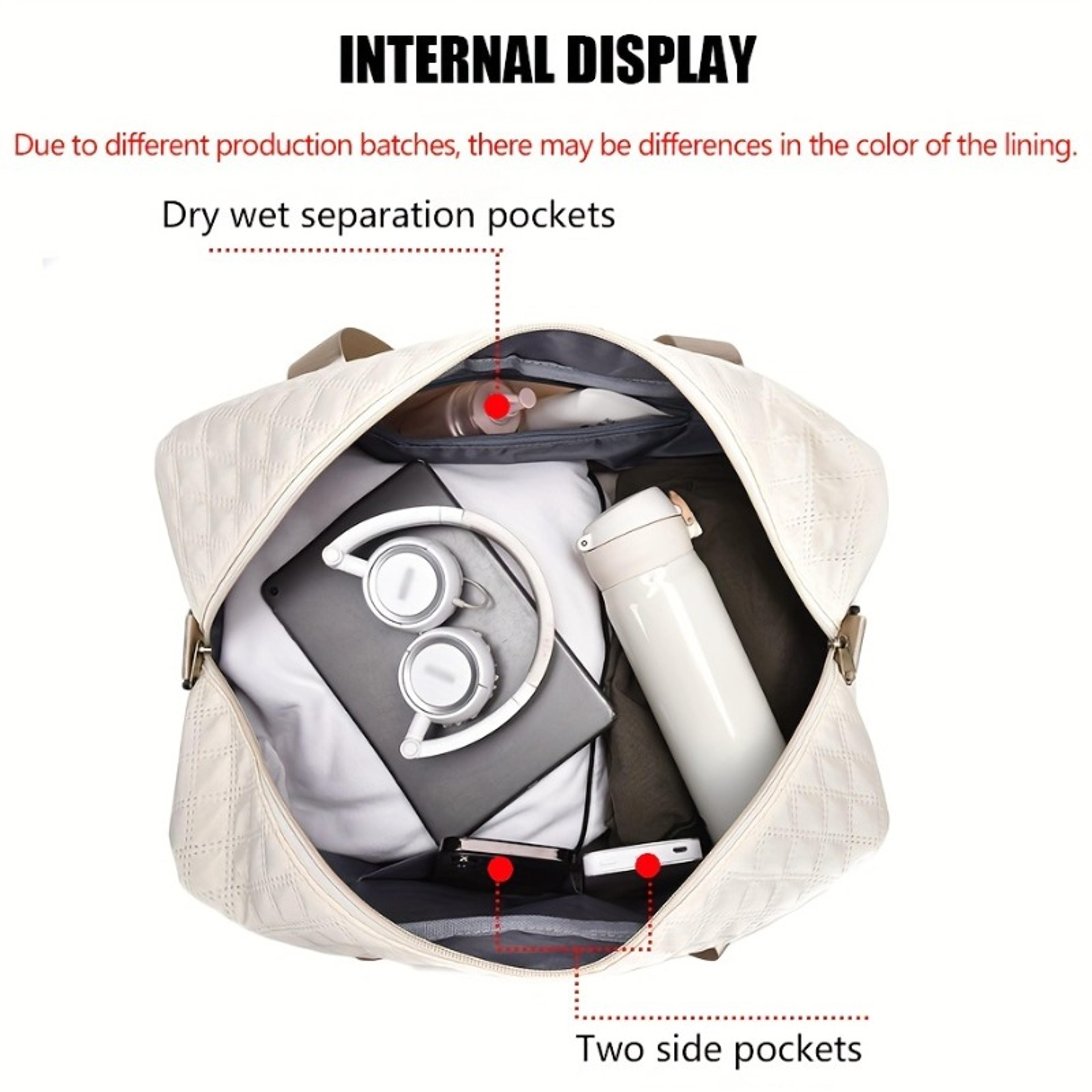 Large Capacity Nylon Weekender Travel Bag With Multi Pocket Gym And Overnight Storage 12