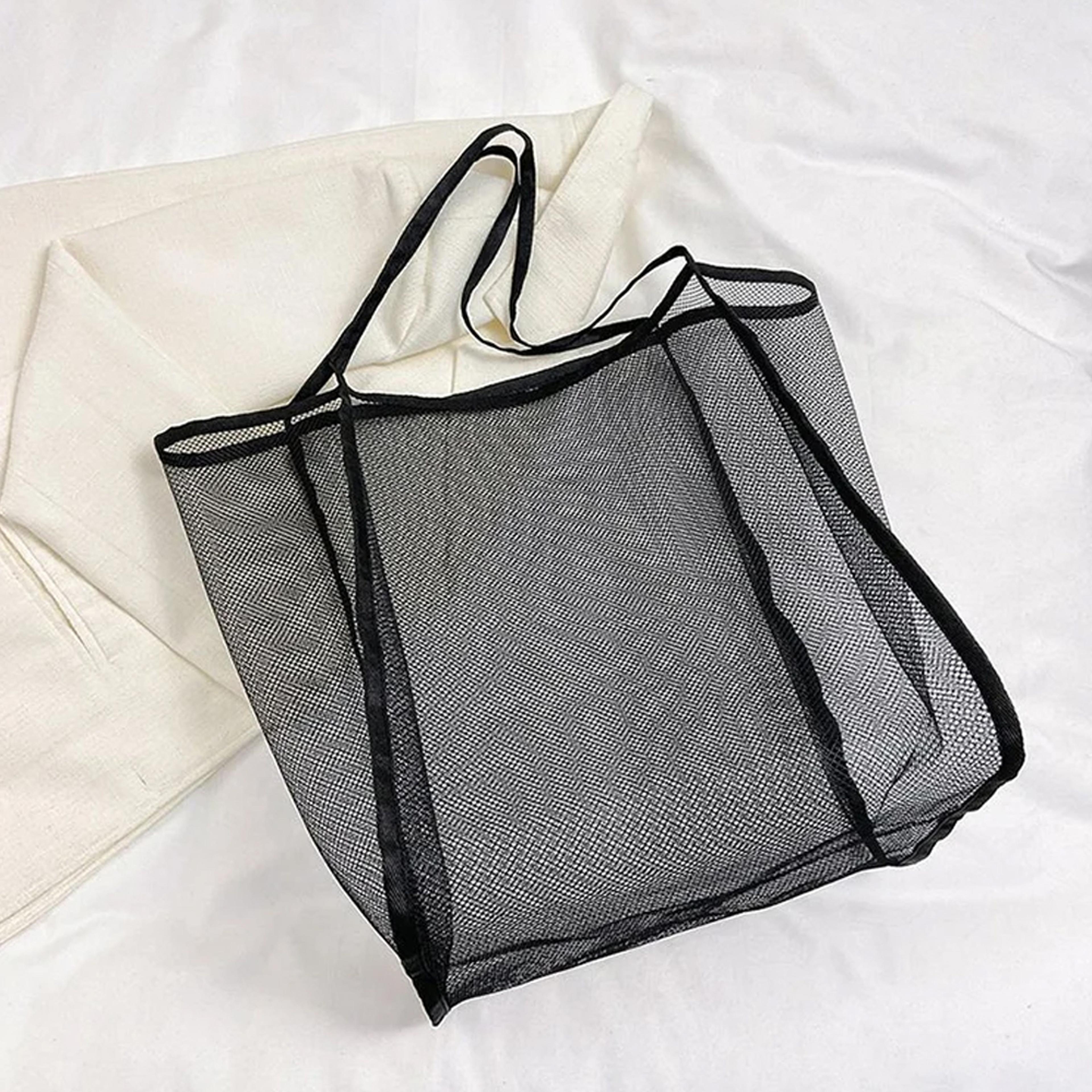 Extra Large Mesh Beach Bag With Transparent Tote And Cosmetic Pouch 6
