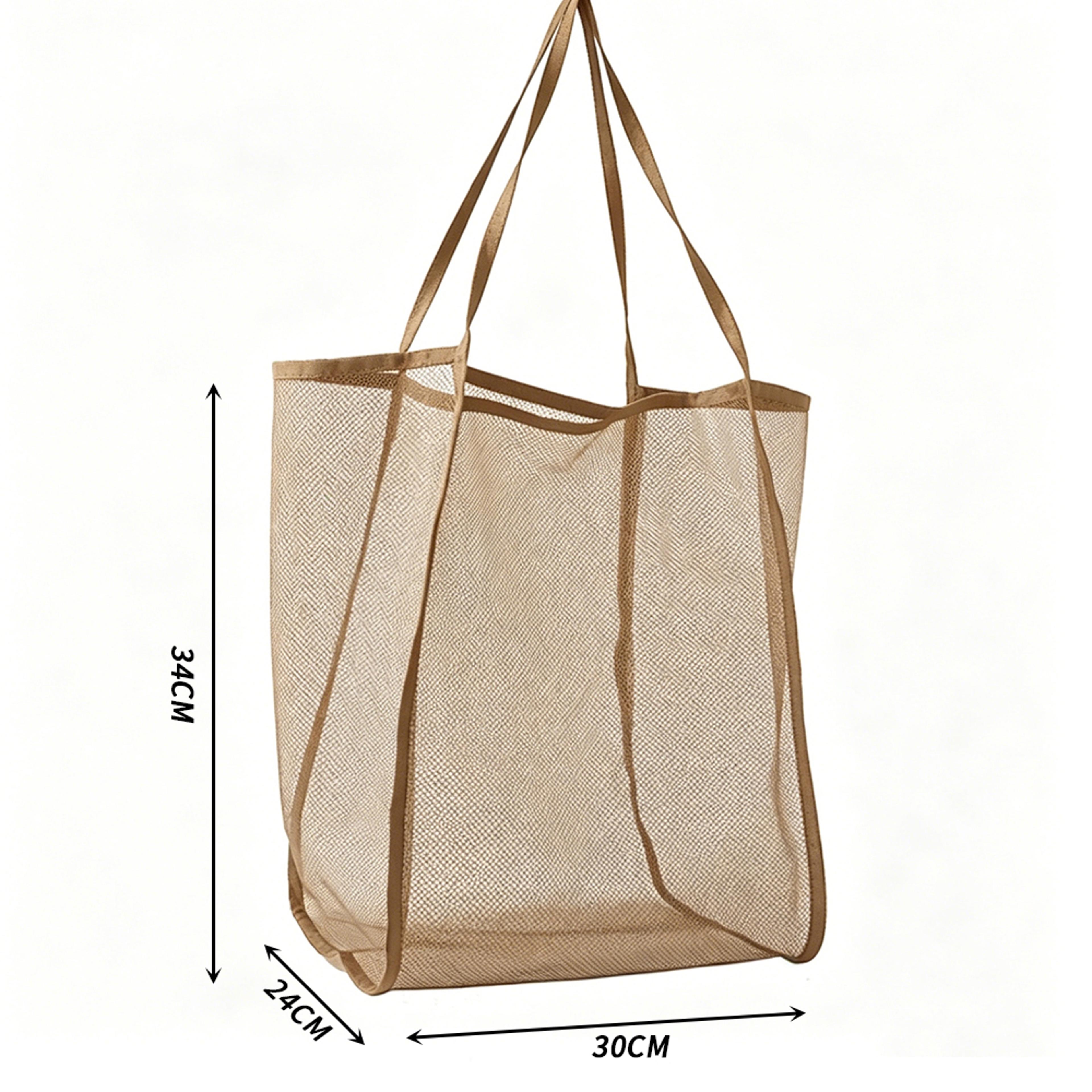 Extra Large Mesh Beach Bag With Transparent Tote And Cosmetic Pouch 1