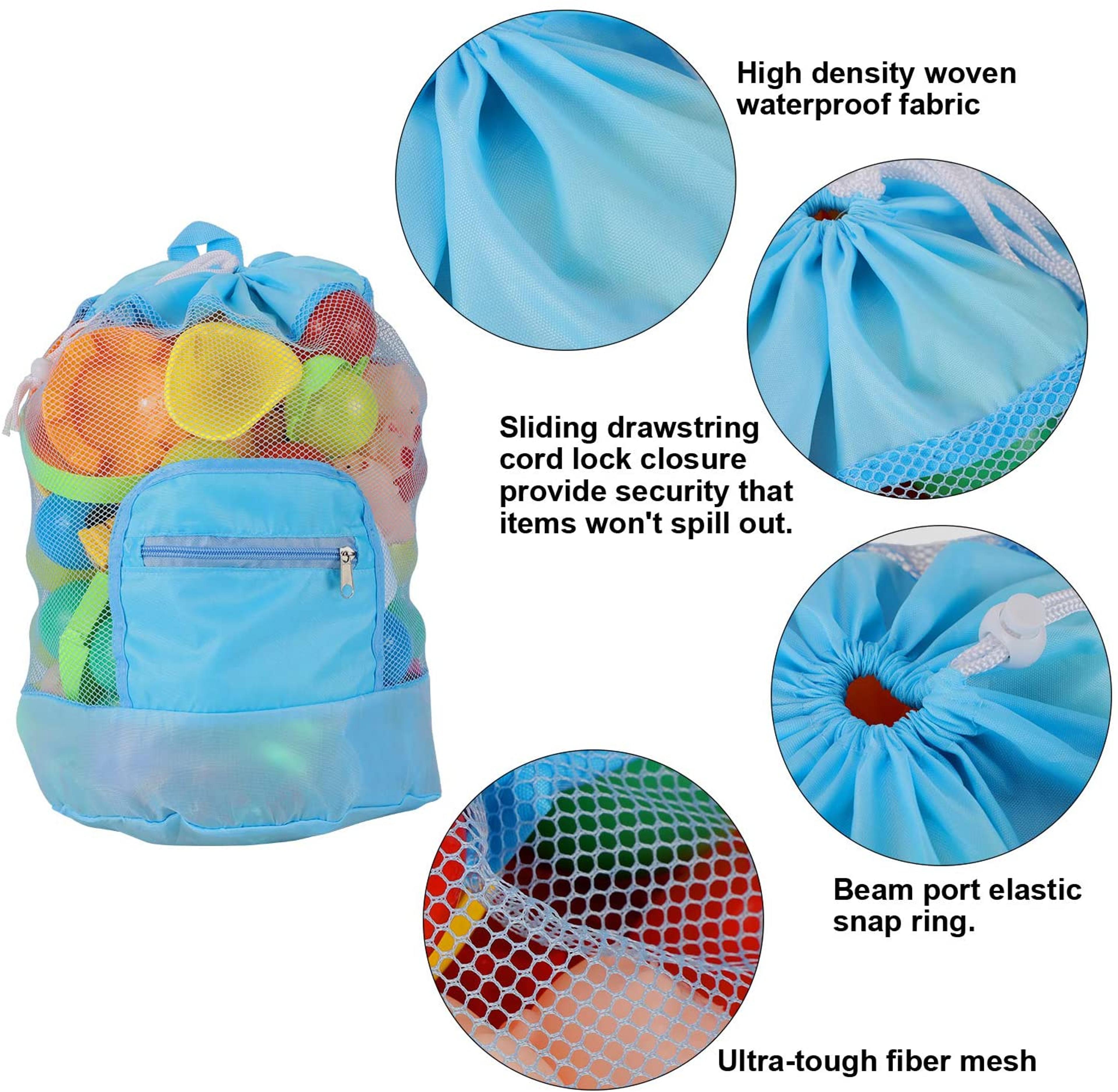 Kids Mesh Beach Bag Foldable Beach Toy Organizer Backpack 6