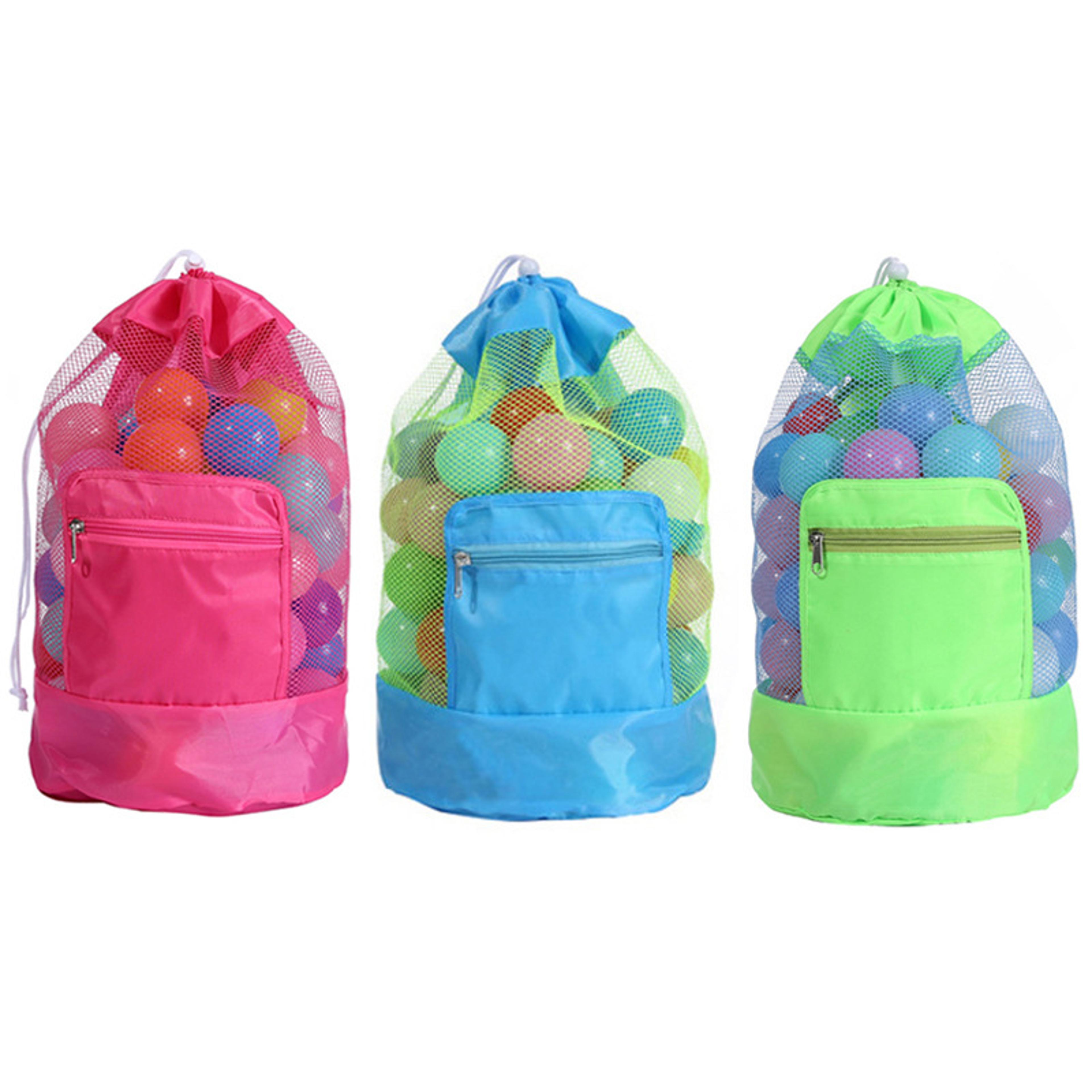 Kids Mesh Beach Bag Foldable Beach Toy Organizer Backpack 7