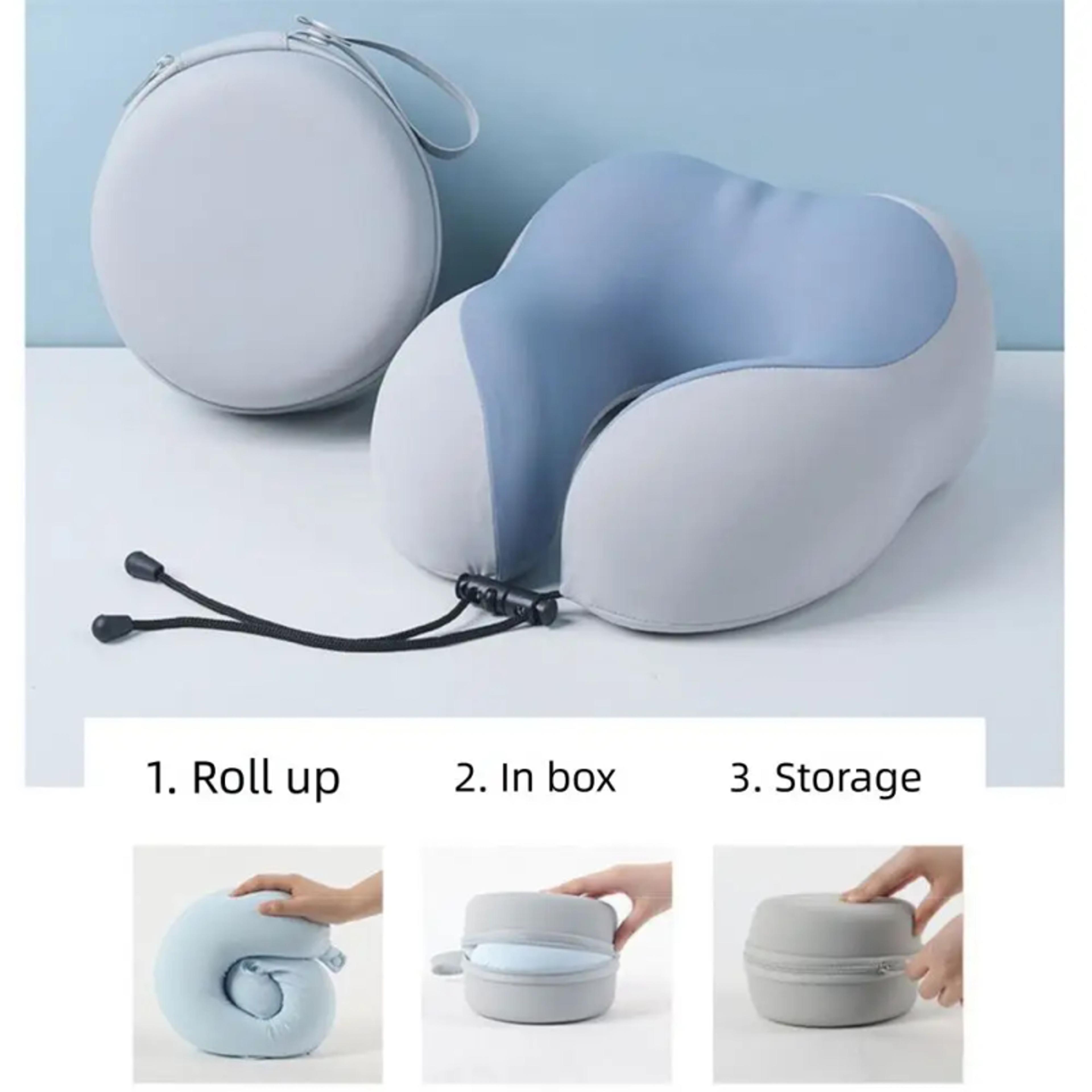 Memory Foam Travel Neck Pillow With U Shaped Support And Storage Bag 6